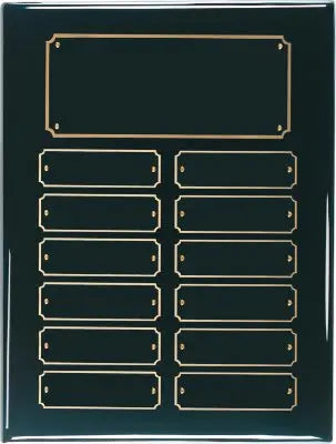 Black Piano Finish Completed Perpetual Plaque Award with 12 Name Plates, 9" x 12" JDS