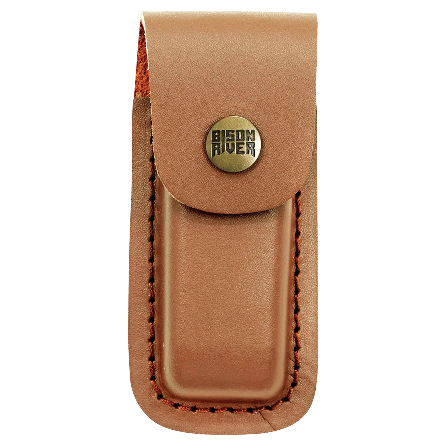 Personalized Bison River 4" Wood Folding Pocket Knife with Leather Sheath Sams Engraving and Gifts