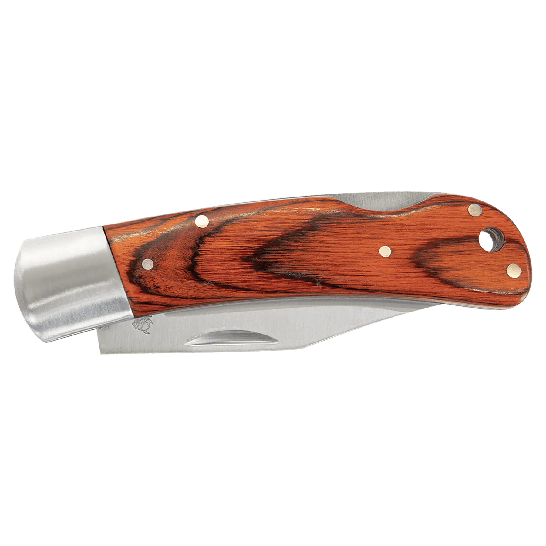 Personalized Bison River 4" Wood Folding Pocket Knife with Leather Sheath Sams Engraving and Gifts