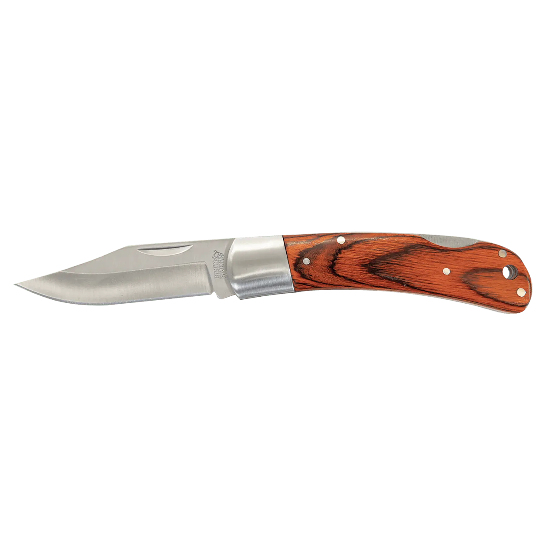 Personalized Bison River 4" Wood Folding Pocket Knife with Leather Sheath Sams Engraving and Gifts