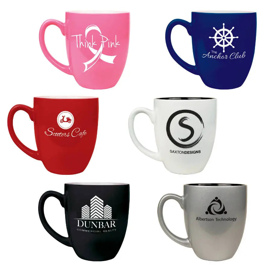 Personalized 16 oz. Bistro Coffee Mug, Ceramic, 6 Colors JDS