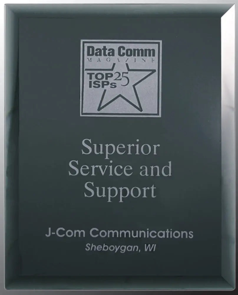 Black Glass Mirror Plaque Award, 2 Sizes JDS