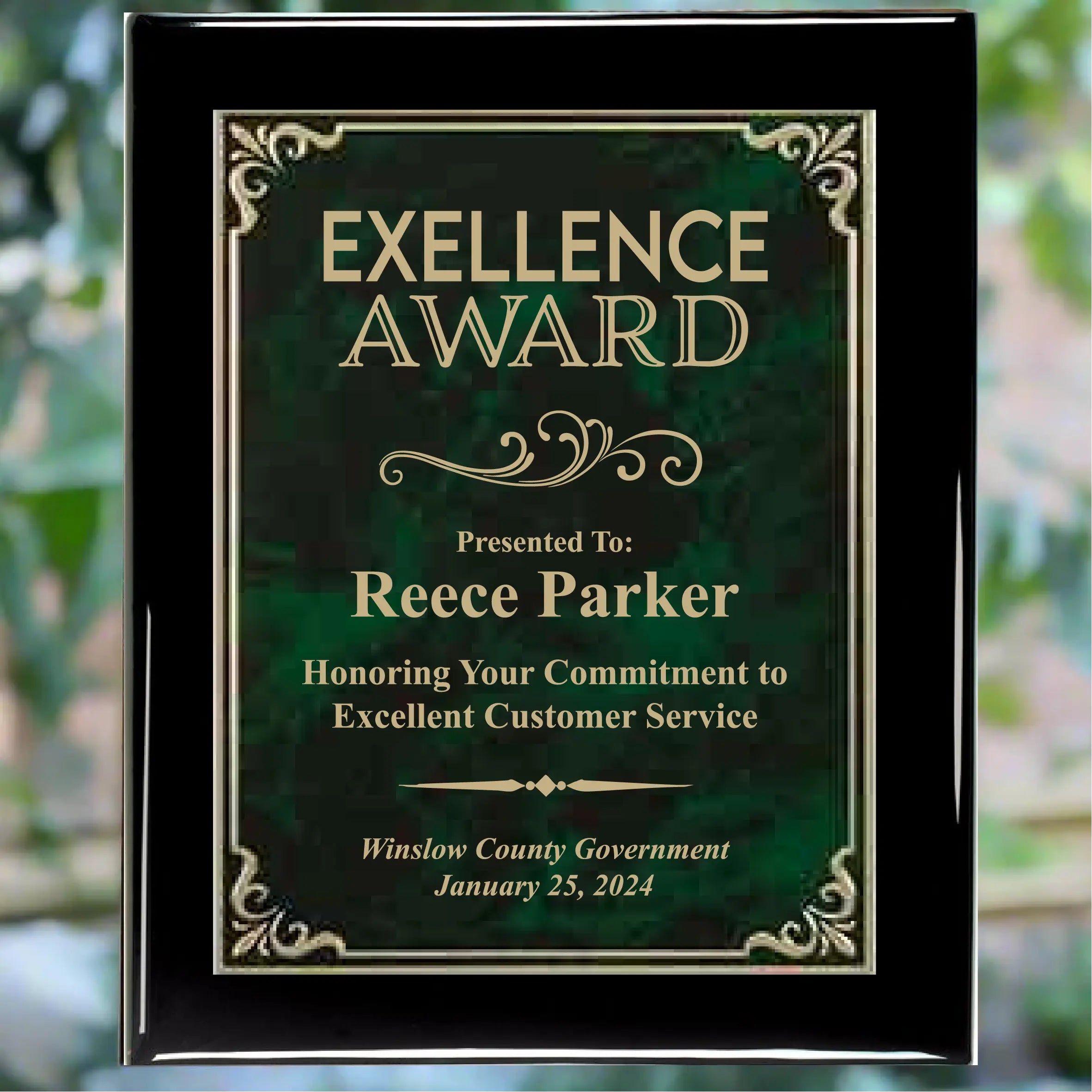 Custom Plaque 8"x10" Black Piano Finish Plaque - 5 Plate Color Options Sams Engraving and Gifts