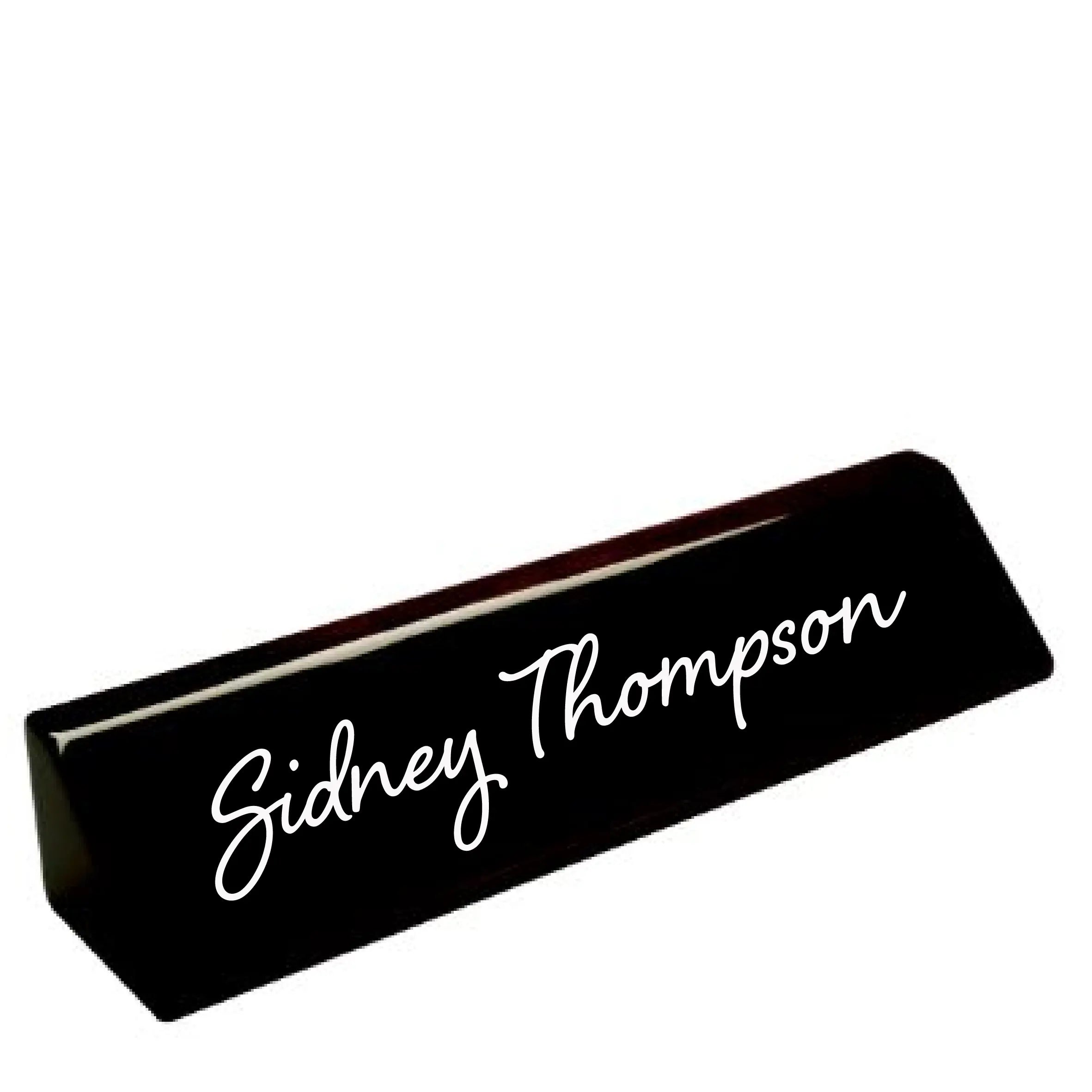 Custom Engraved Name Desk Wedge - Black Piano Finish, 10 1/2" JDS