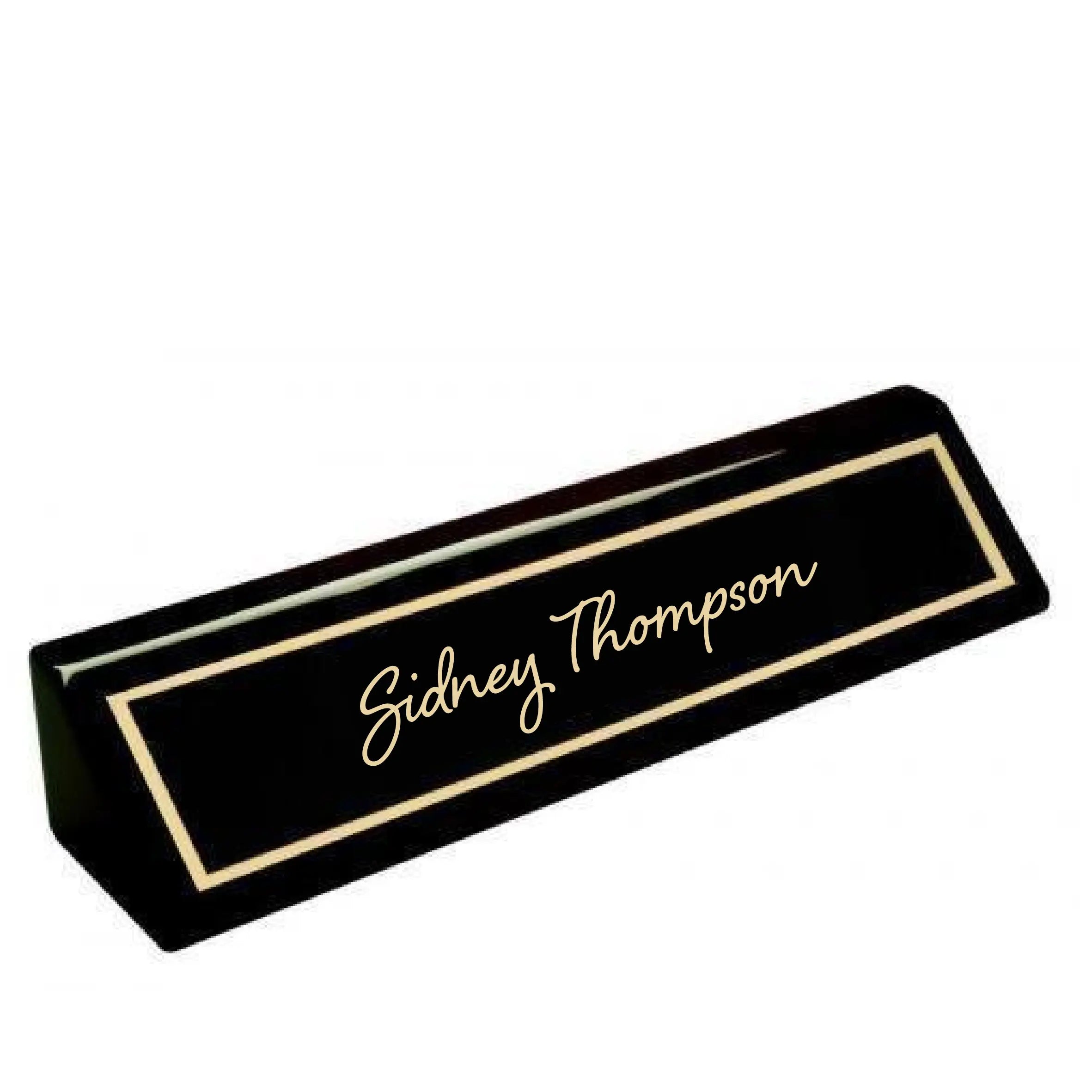 Custom Engraved Name Desk Wedge - Black Piano Finish, 10 1/2" JDS