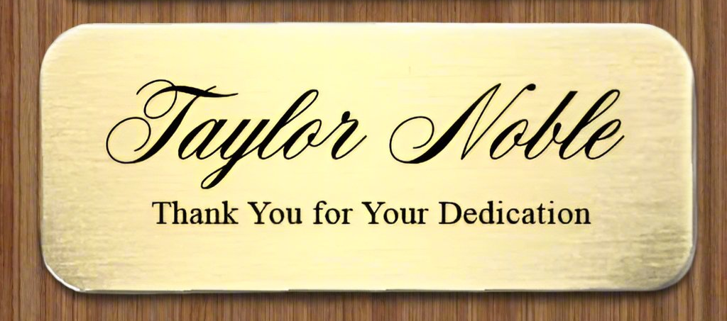 Custom Engraved Solid Brass Name Plate – Rounded Corners – Text/Design Engraves Black