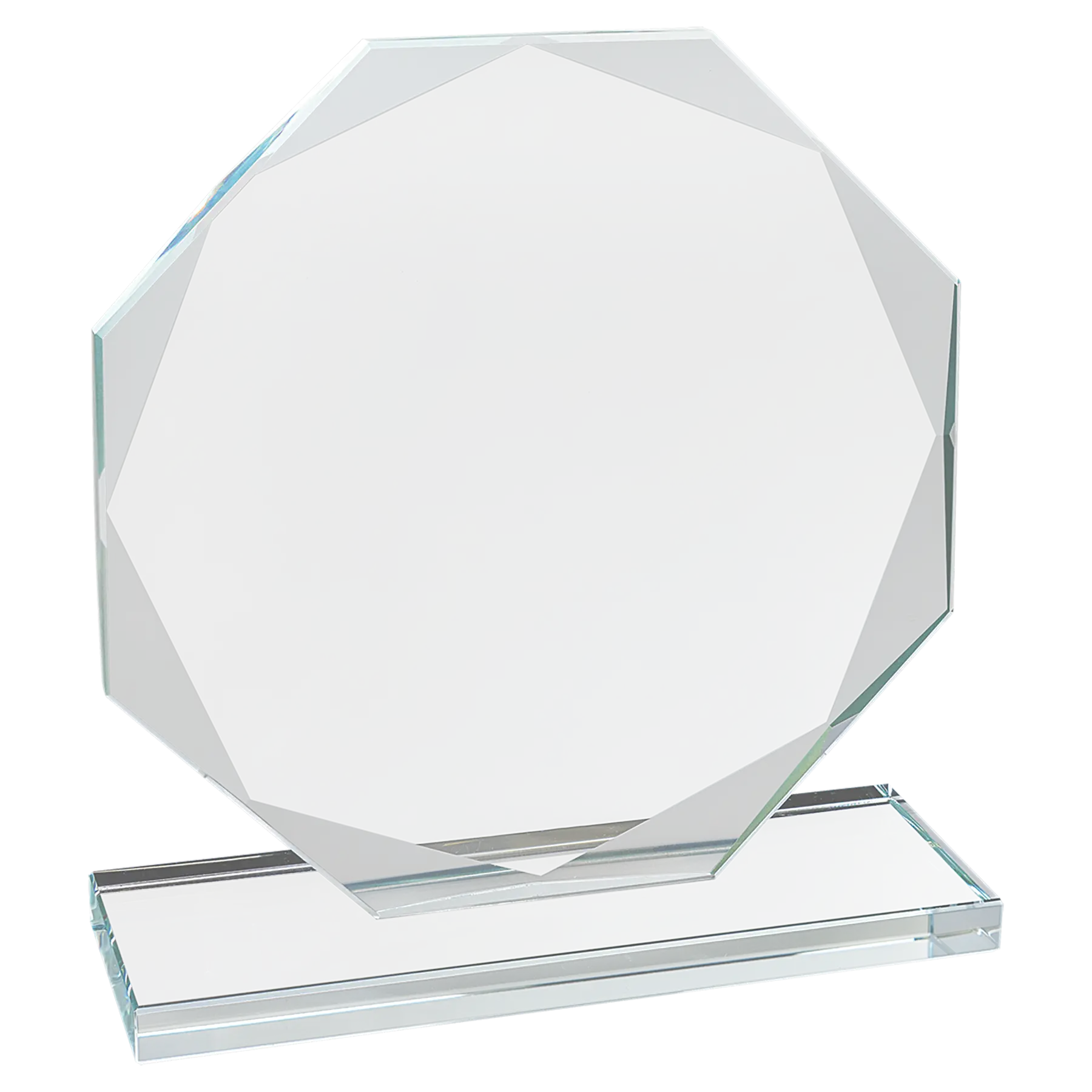 Octagon Beveled Edge Glass Standing Award with Lined Presentation Box, 2 Sizes JDS
