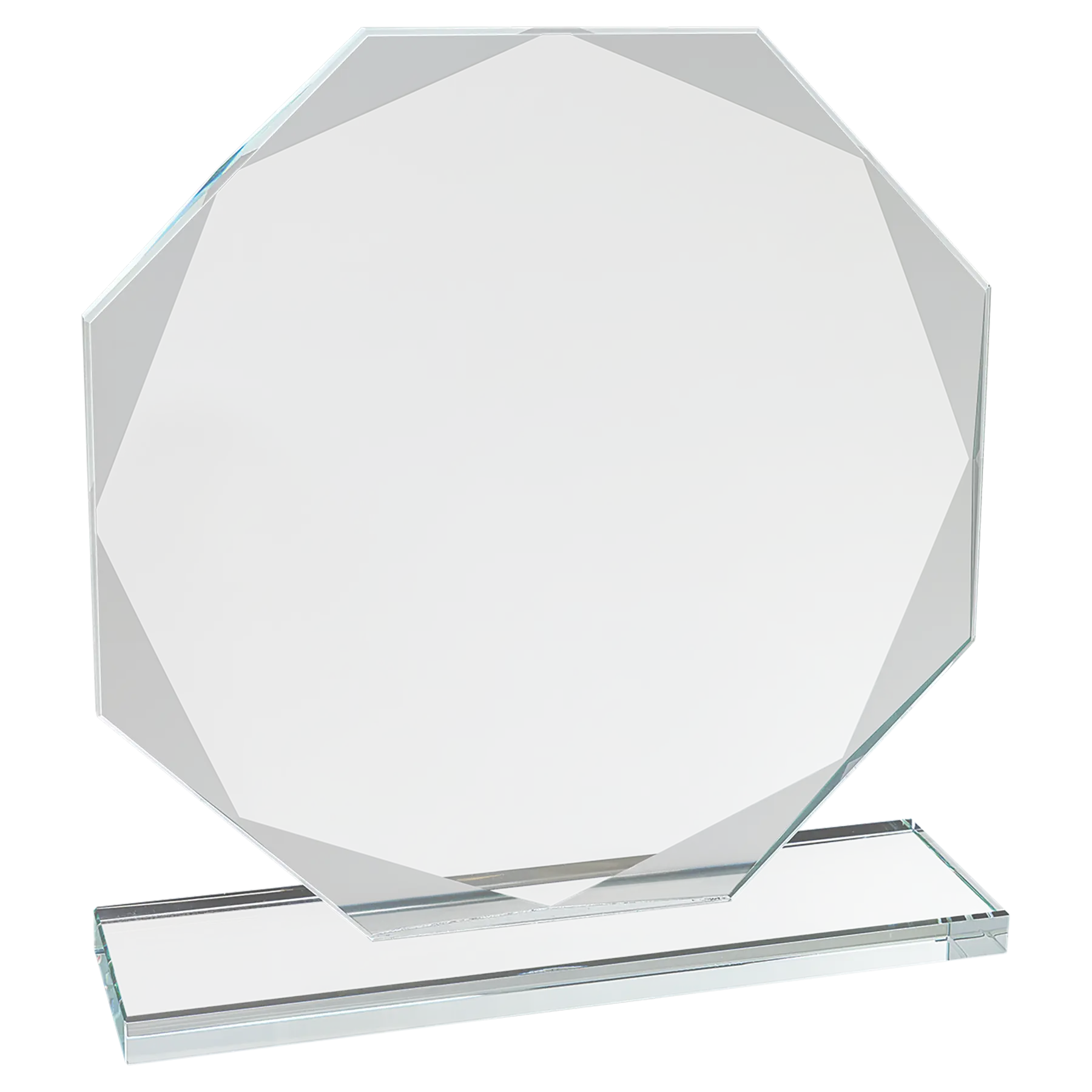Octagon Beveled Edge Glass Standing Award with Lined Presentation Box, 2 Sizes JDS