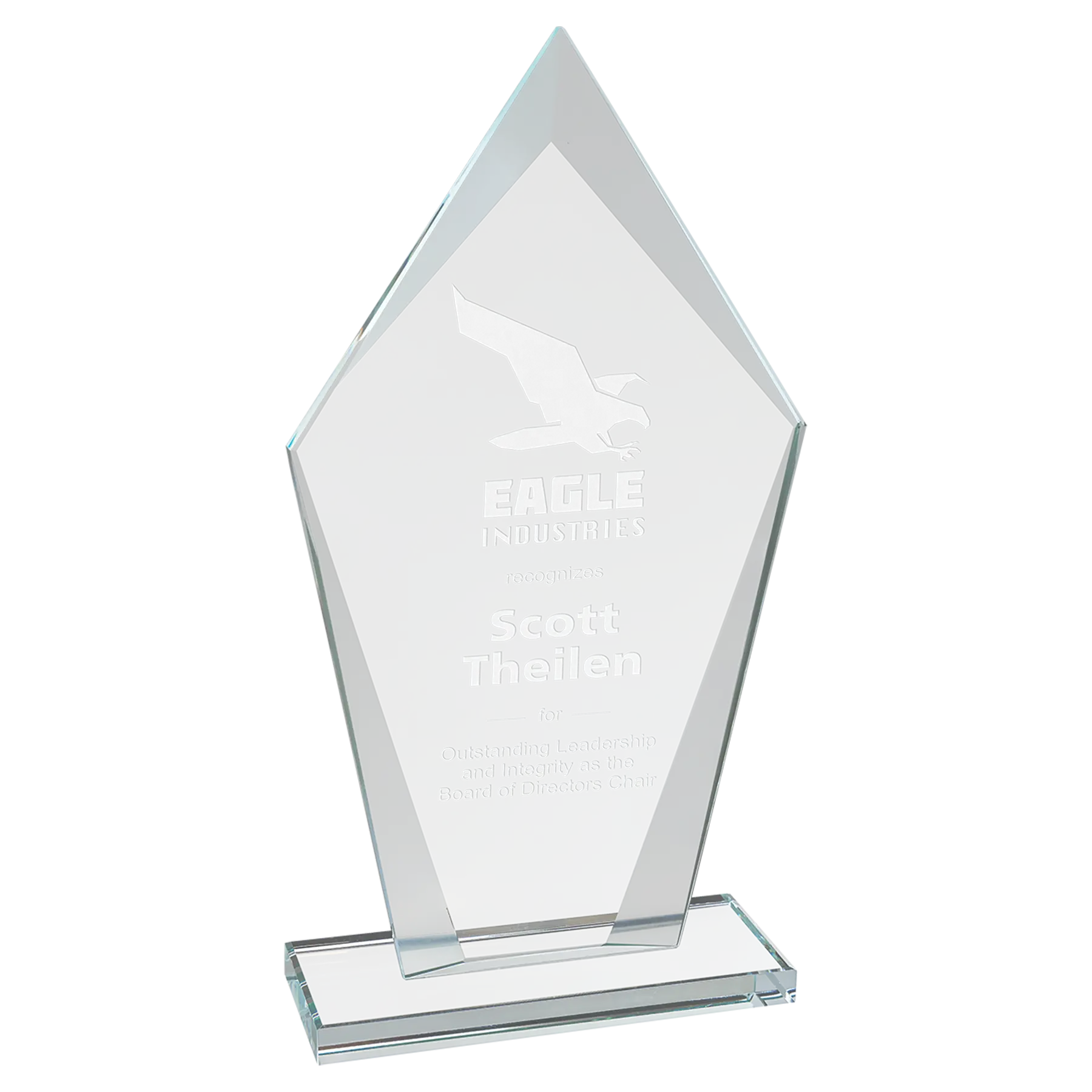 Diamond Beveled Edge Glass Standing Award with Lined Presentation Box, 2 Sizes JDS