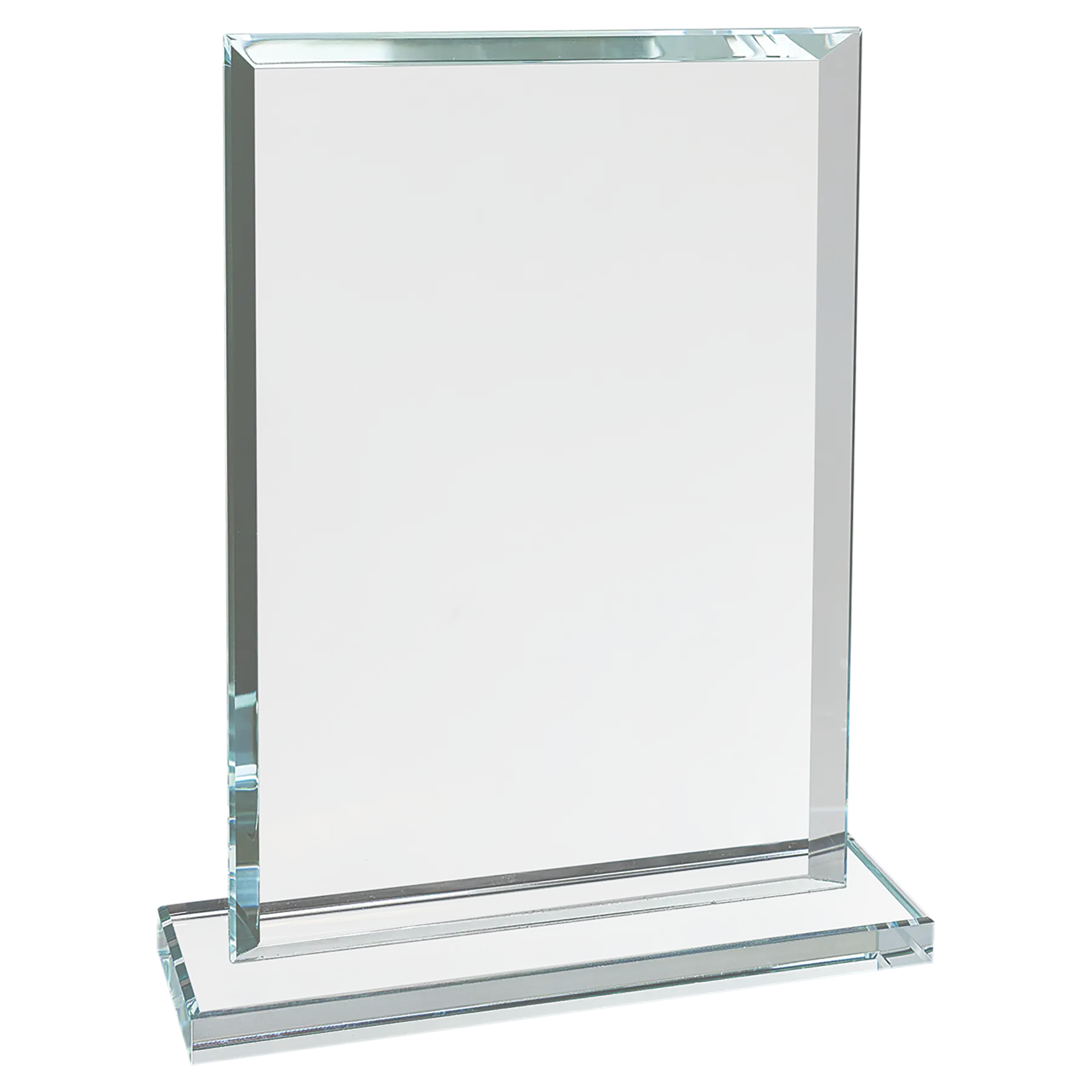 Rectangle Beveled Edge Glass Standing Award with Lined Presentation Box, 2 Sizes JDS