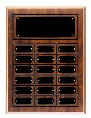 Cherry Finish Completed Perpetual Plaque Award with 18 Name Plates, 11.75" x 15.75" JDS