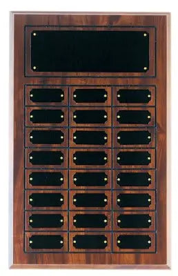 Cherry Finish Completed Perpetual Plaque Award with 24 Name Plates, 11.75" x 18.75" JDS