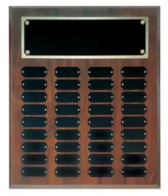 Cherry Finish Completed Perpetual Plaque Award with 36 Name Plates, 15" x 18" JDS