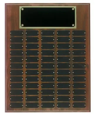 Cherry Finish Completed Perpetual Plaque Award with 60 Name Plates, 16" x 20" JDS