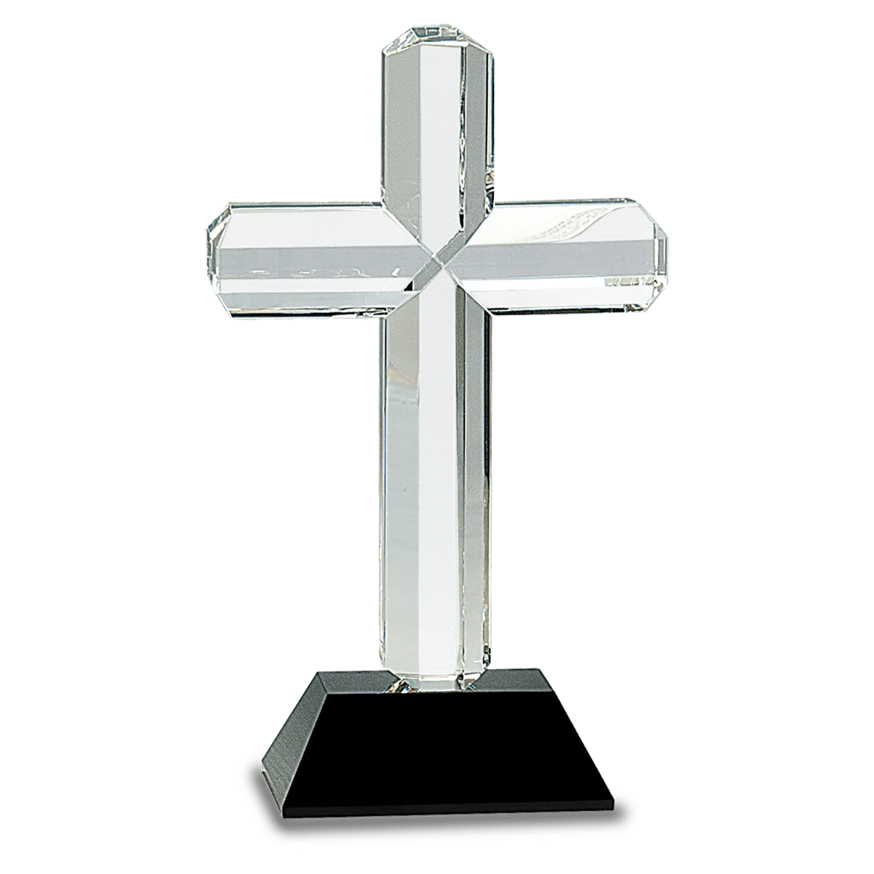 Personalized Crystal Cross Award / Recognition Gift on Pedestal Base, 8.5", 2 Colors, Includes Lined Gift Box - Sams Engraving and Gifts