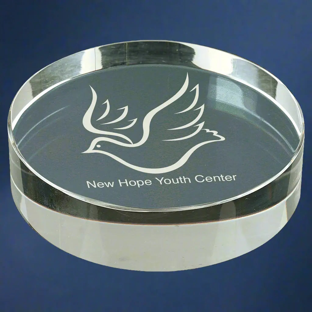 Premier Crystal Round Paperweight, Recognition Award, Includes Lined Gift Box JDS