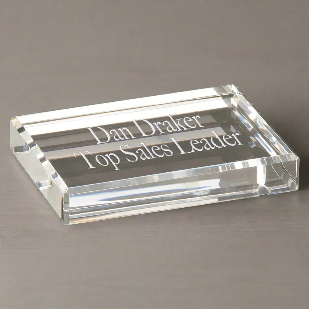 Premier Crystal Rectangle Paperweight / Award, 4" x 3" JDS