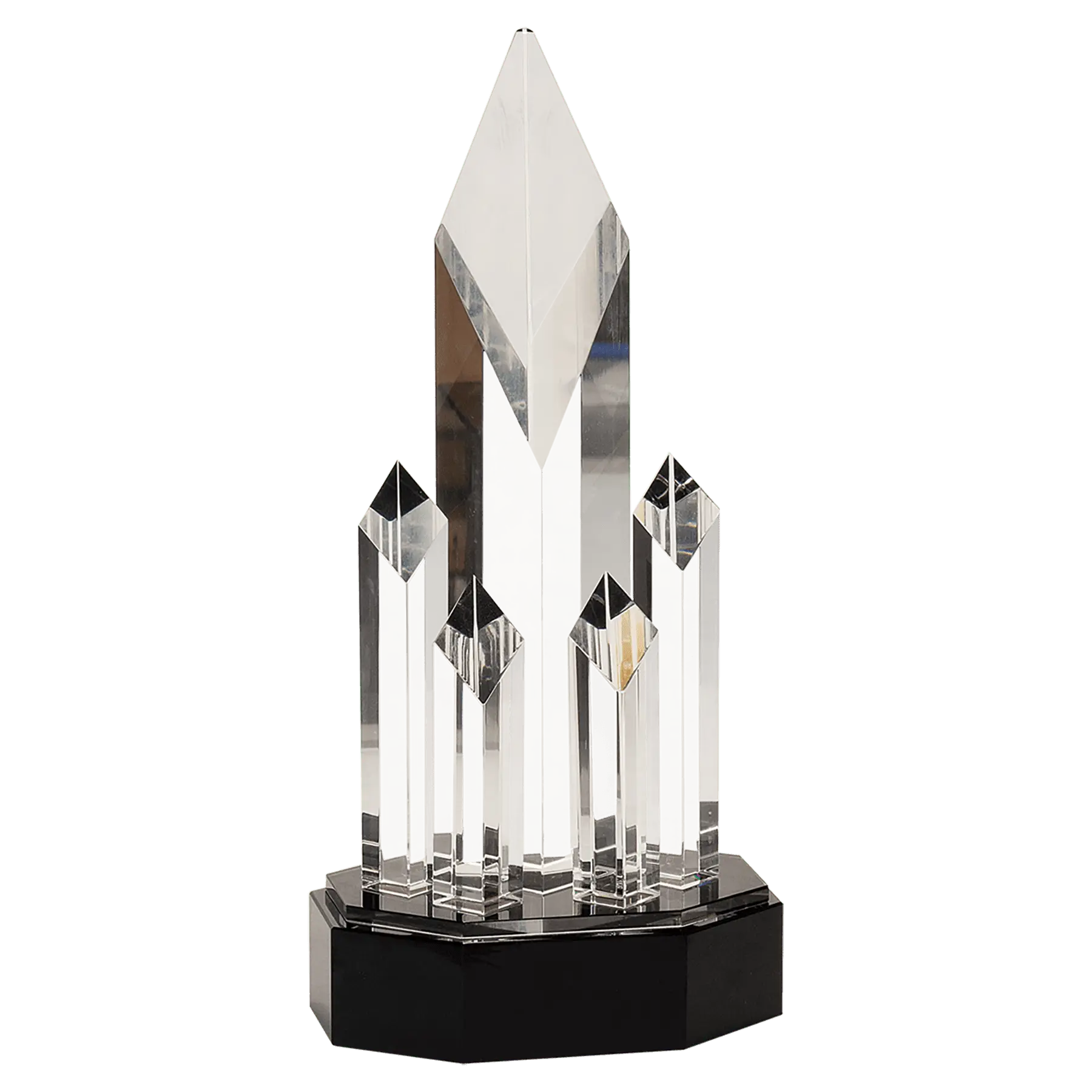 Premier Crystal 5 Rising Diamonds Standing Award on Black Pedestal Base, 11" Tall, Includes Lined Gift Box  Sams Engraving and Gifts