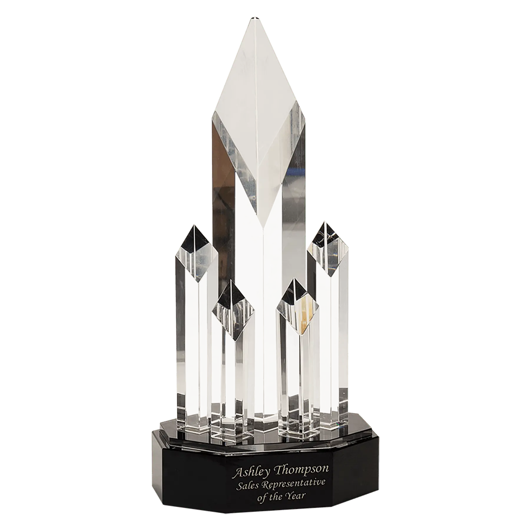 Premier Crystal 5 Rising Diamonds Standing Award on Black Pedestal Base, 11" Tall, Includes Lined Gift Box Sams Engraving and Gifts
