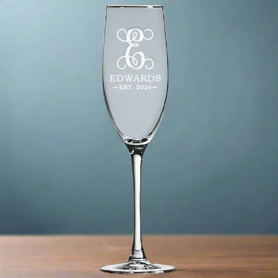 Personalized 8 oz. Champagne Flute Glass – Custom Engraved & Elegant Gift JDS