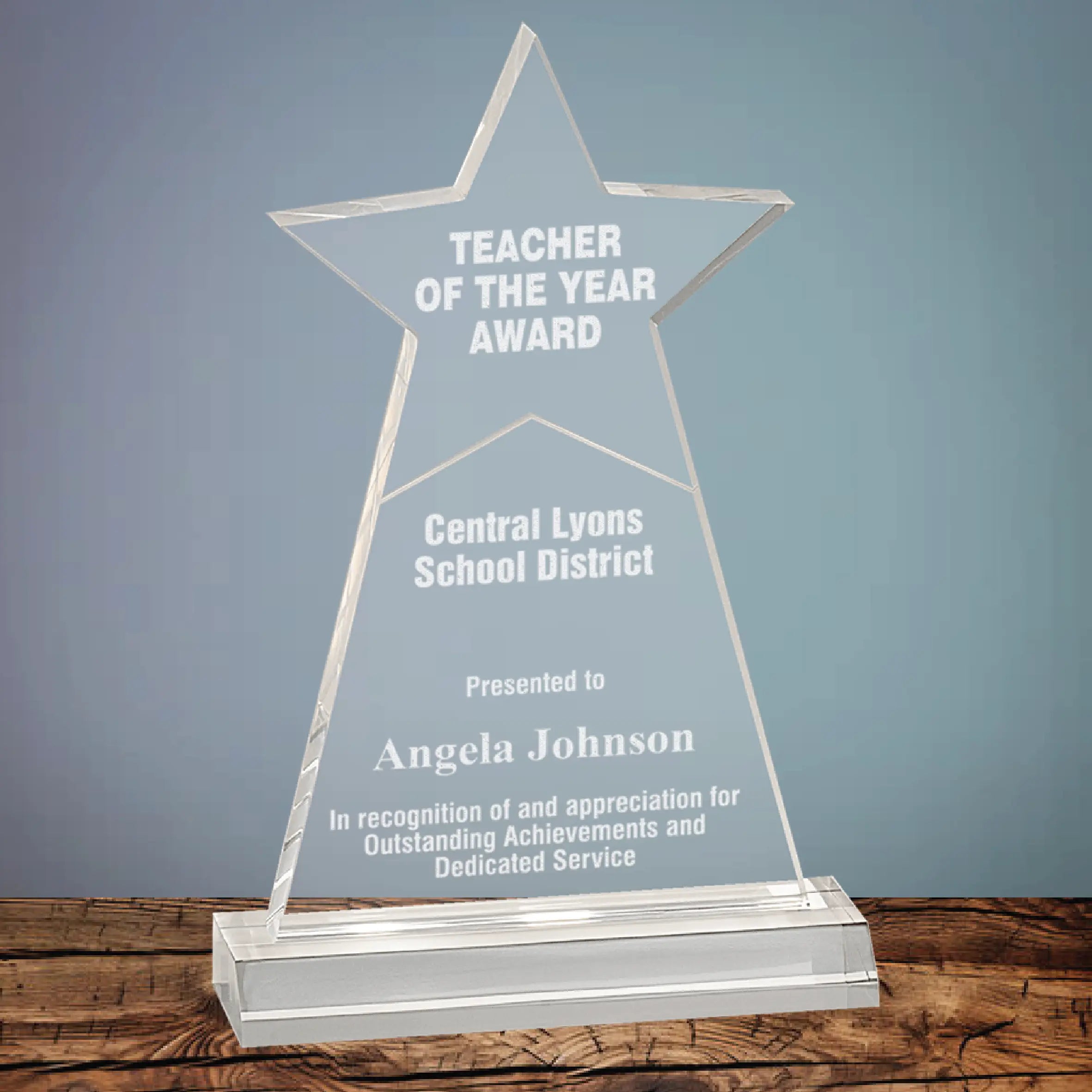 8" Premier Star Obelisk Clear Acrylic Award Trophy – Freestanding Design JDS