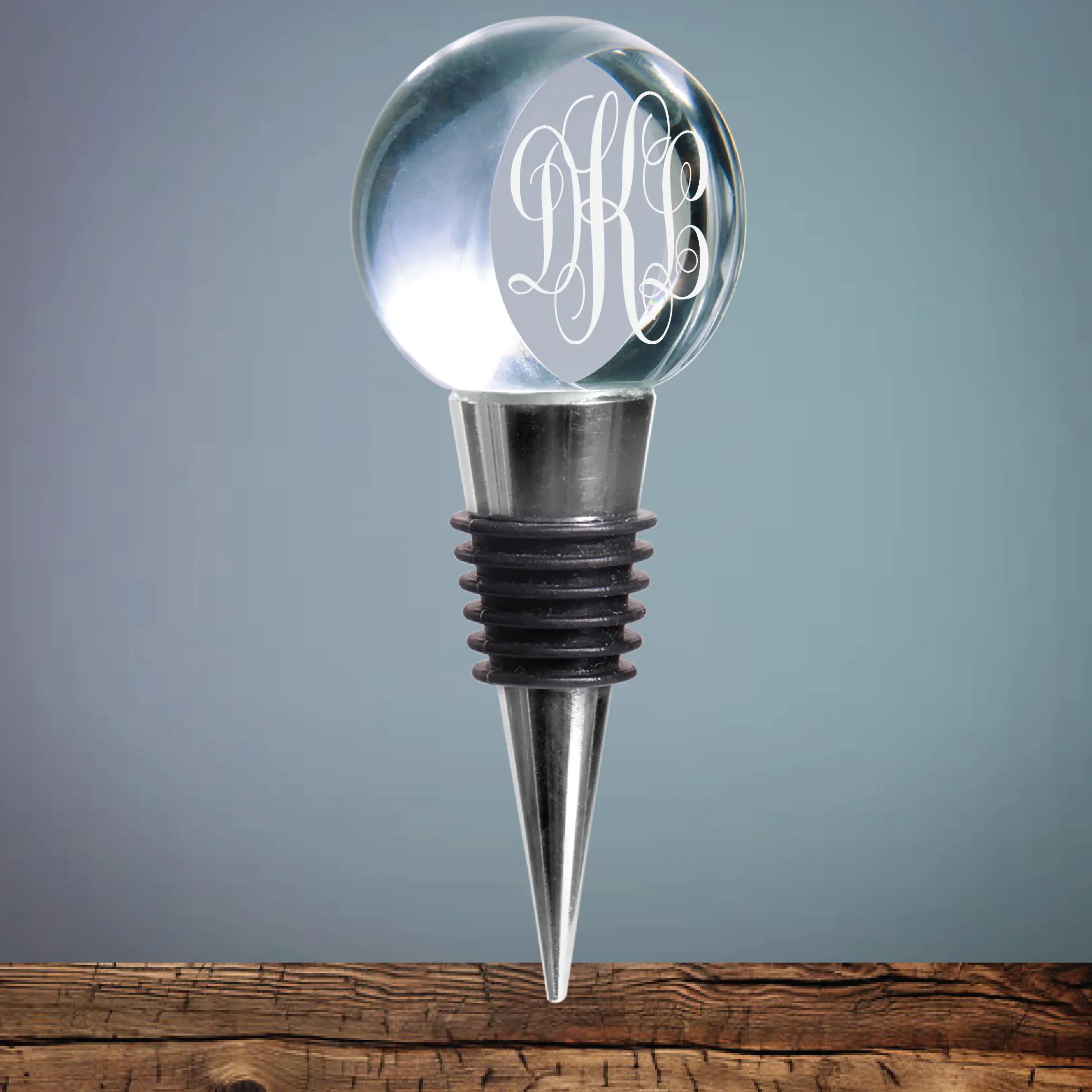 Personalized Crystal Round Wine Stopper with Lined Gift Box Sams Engraving and Gifts