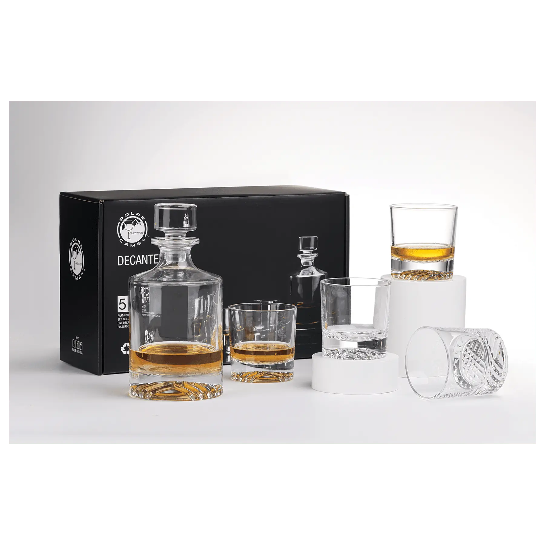 Custom Engraved 850ml Round Glass Decanter Set with Four 9 oz Glasses  Sams Engraving and Gifts