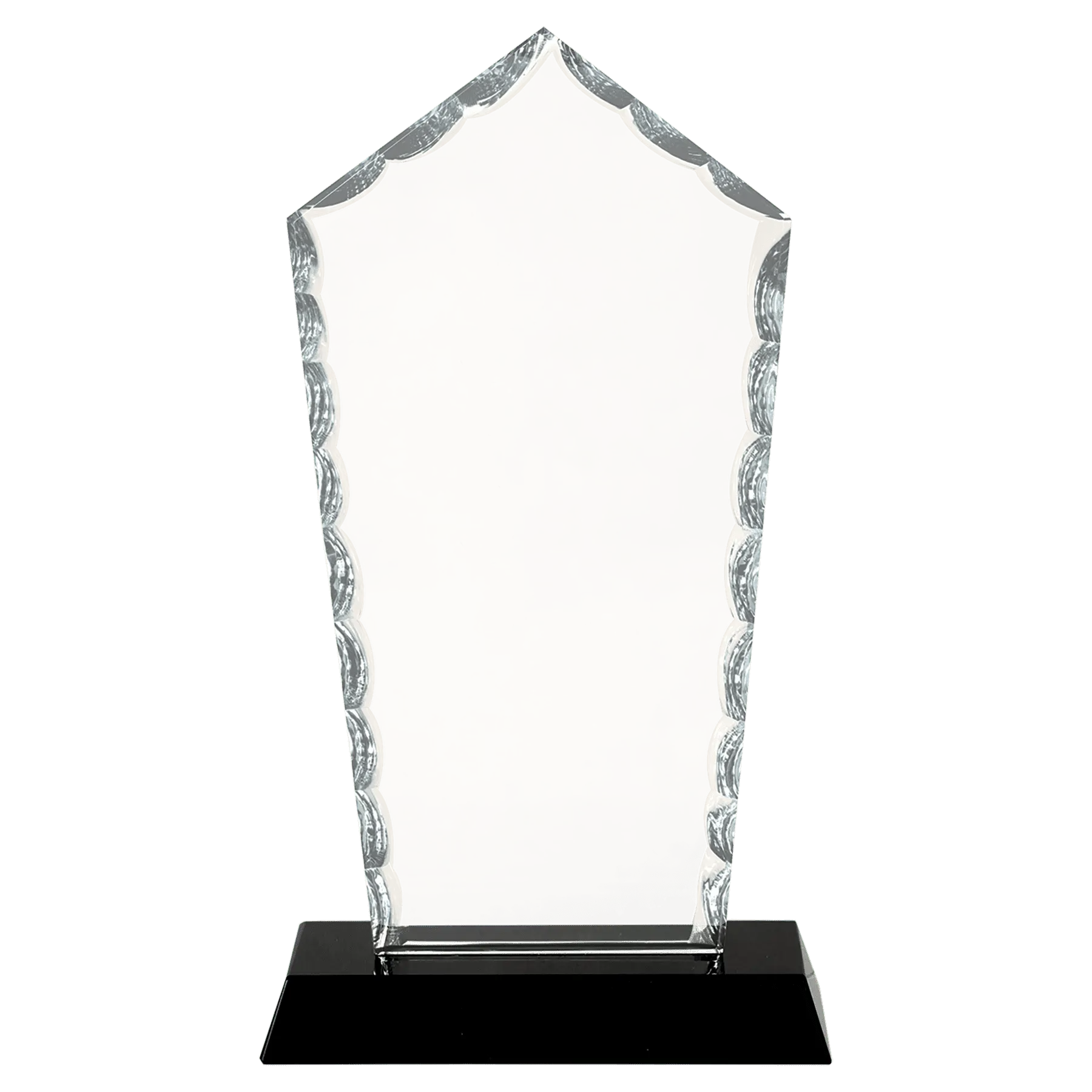 Diamond Facet Premier Glass Standing Award on Black Base, 2 Sizes JDS