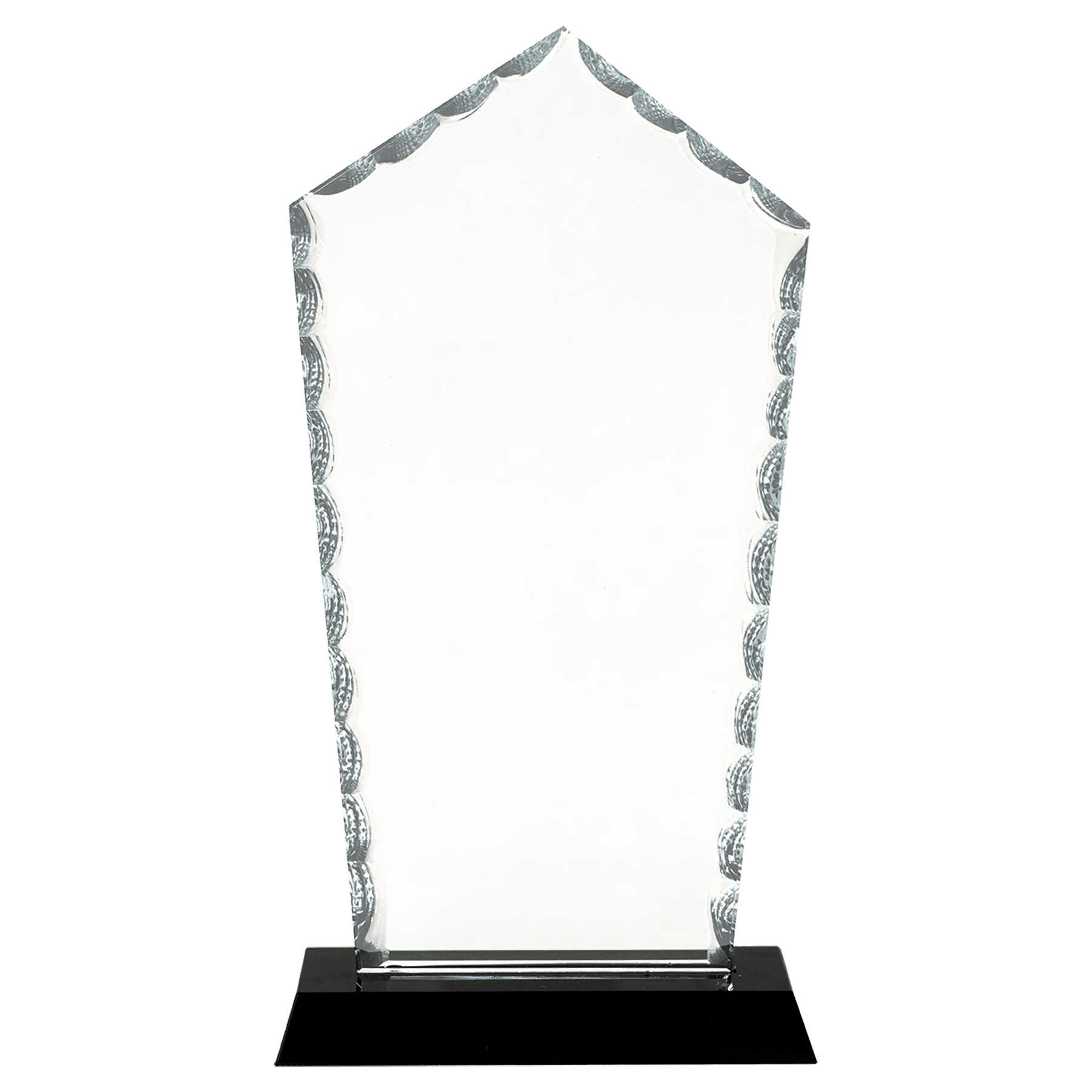 Diamond Facet Premier Glass Standing Award on Black Base, 2 Sizes JDS