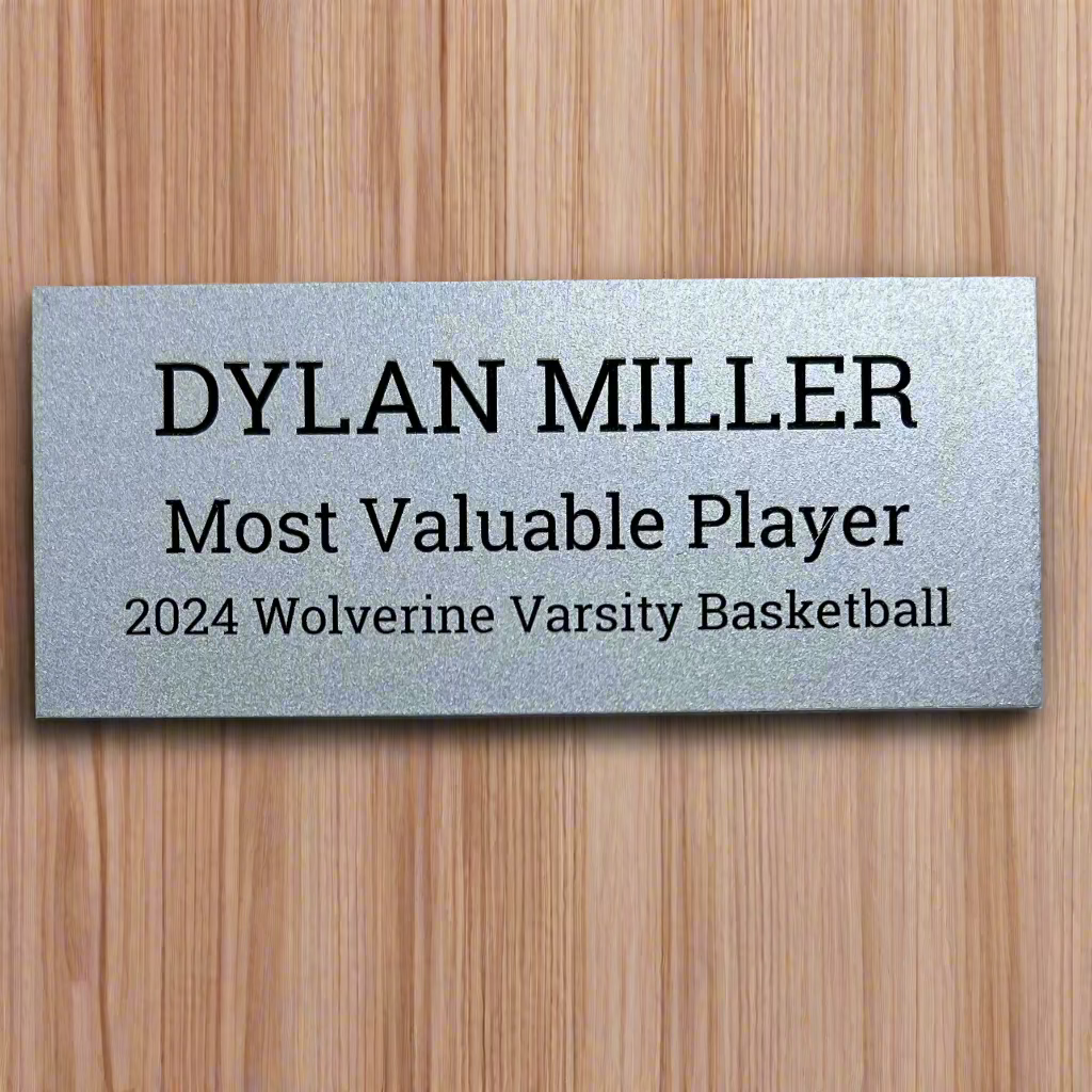 Custom Silver Aluminum Name Plate Tag, Engraves Black Custom Engraving Plates