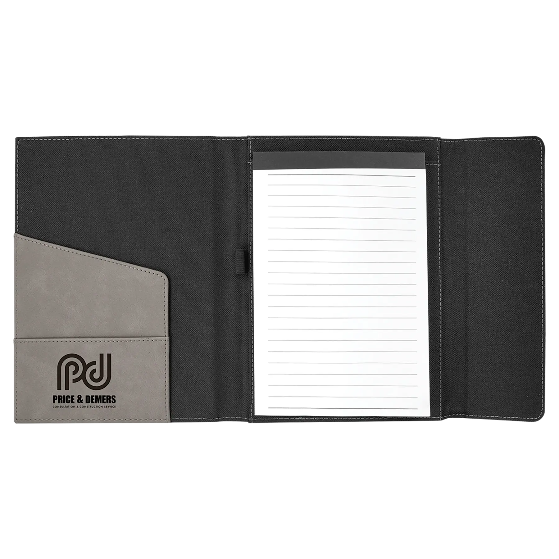 Personalized Executive Portfolio with Pocket and Lined Notepad, Canvas and Leatherette, 7" x 9", 8 Colors JDS
