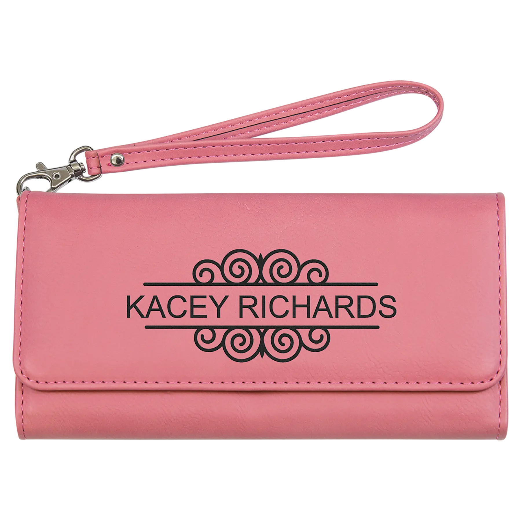 Personalized Wallet with Wrist Strap, Wristlet, RFID Protection, Multi-Slots, Leatherette, 7.5" x 4", 10 Colors JDS