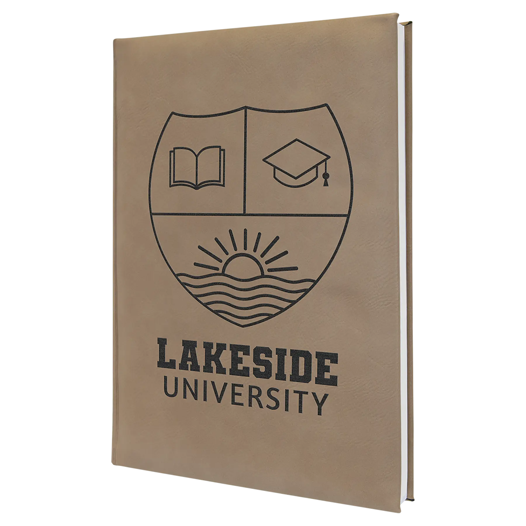 Personalized Journal Notebook with Ribbon, 112 Lined Pages, Leatherette, 7" x  9.75″, 14 Colors JDS