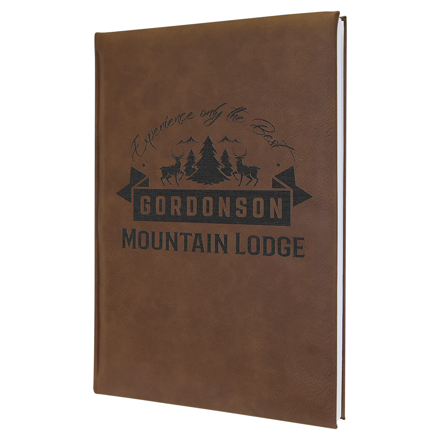 Personalized Journal Notebook with Ribbon, 112 Lined Pages, Leatherette, 7" x  9.75″, 14 Colors JDS
