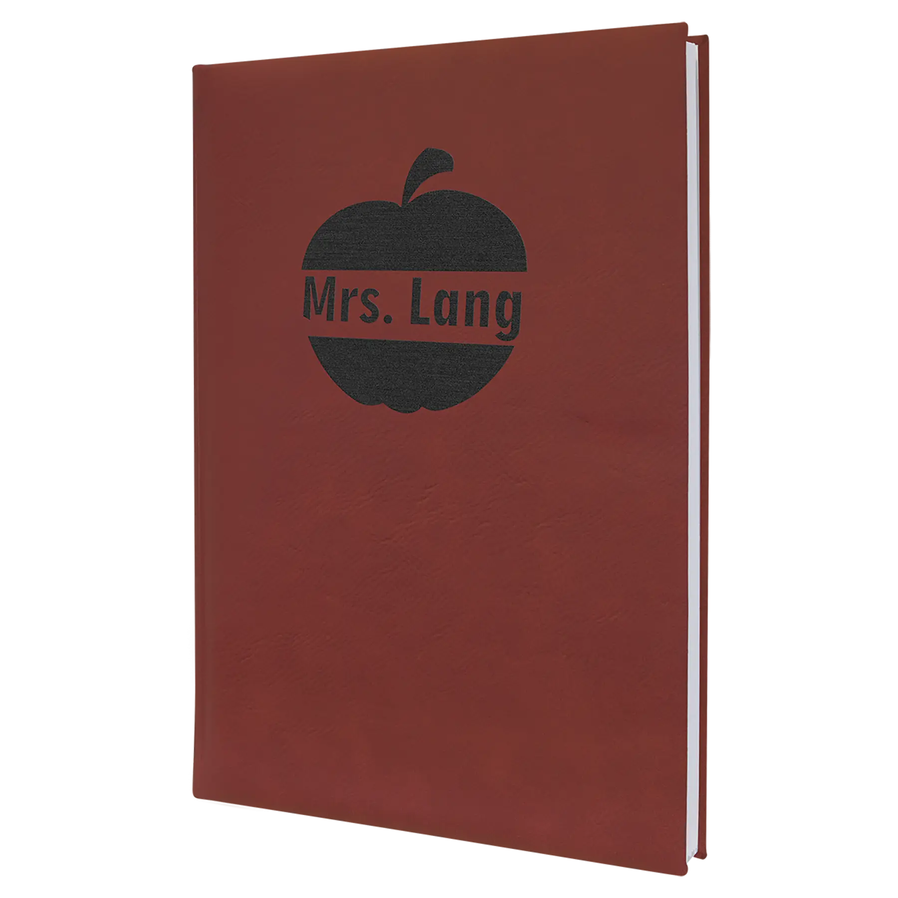 Personalized Journal Notebook with Ribbon, 112 Lined Pages, Leatherette, 7" x  9.75″, 14 Colors JDS
