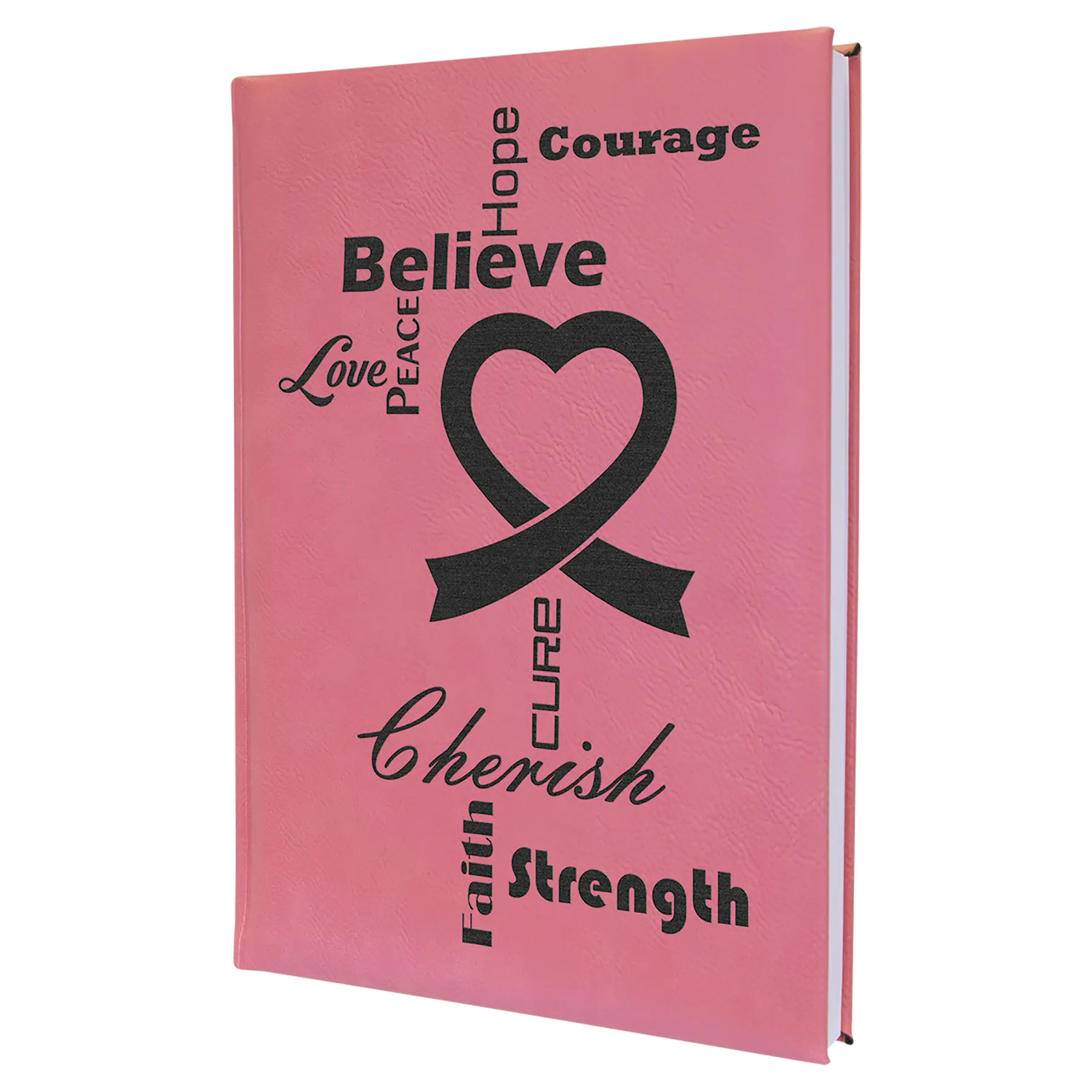 Personalized Journal Notebook with Ribbon, 112 Lined Pages, Leatherette, 7" x  9.75″, 14 Colors JDS