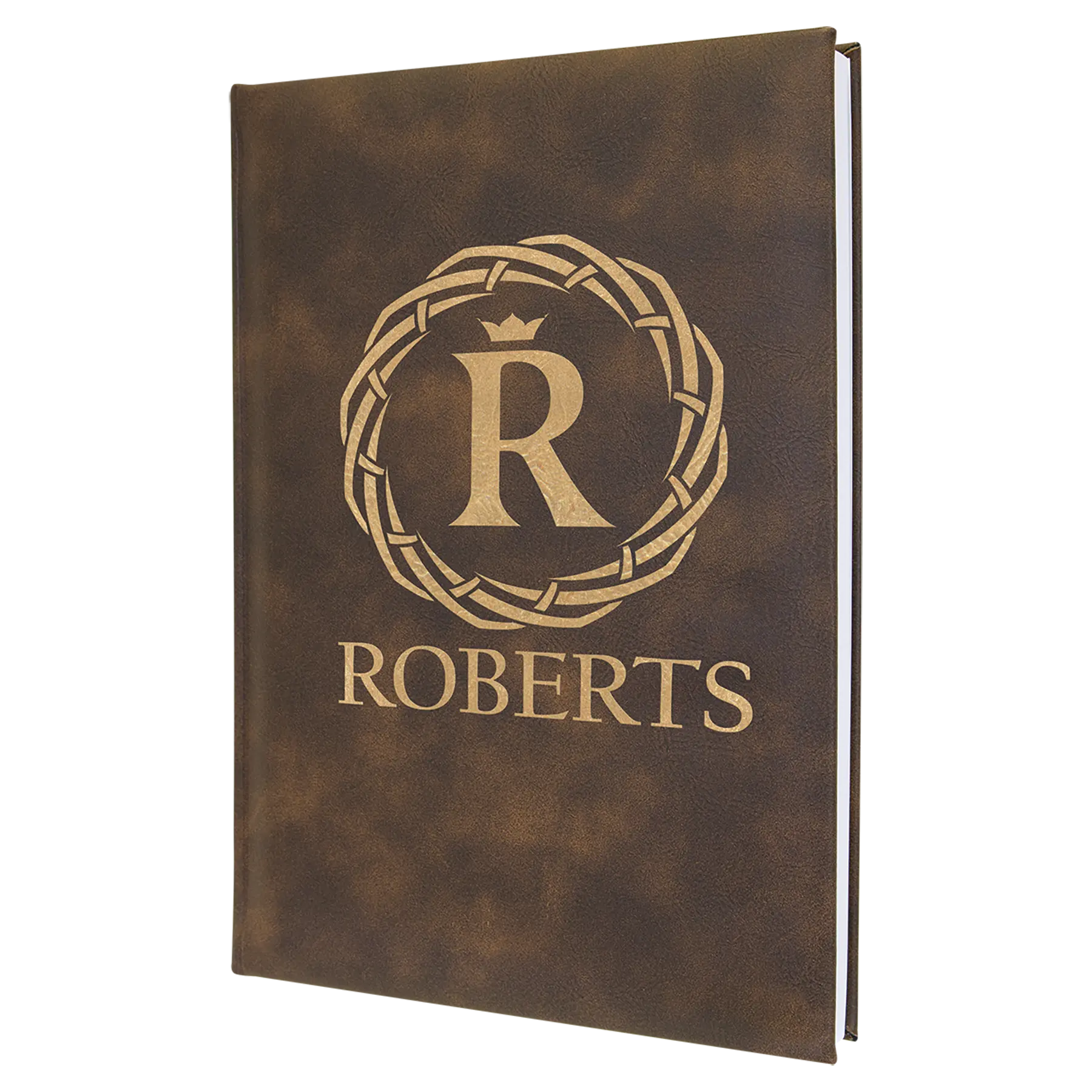 Personalized Journal Notebook with Ribbon, 112 Lined Pages, Leatherette, 7" x  9.75″, 14 Colors JDS