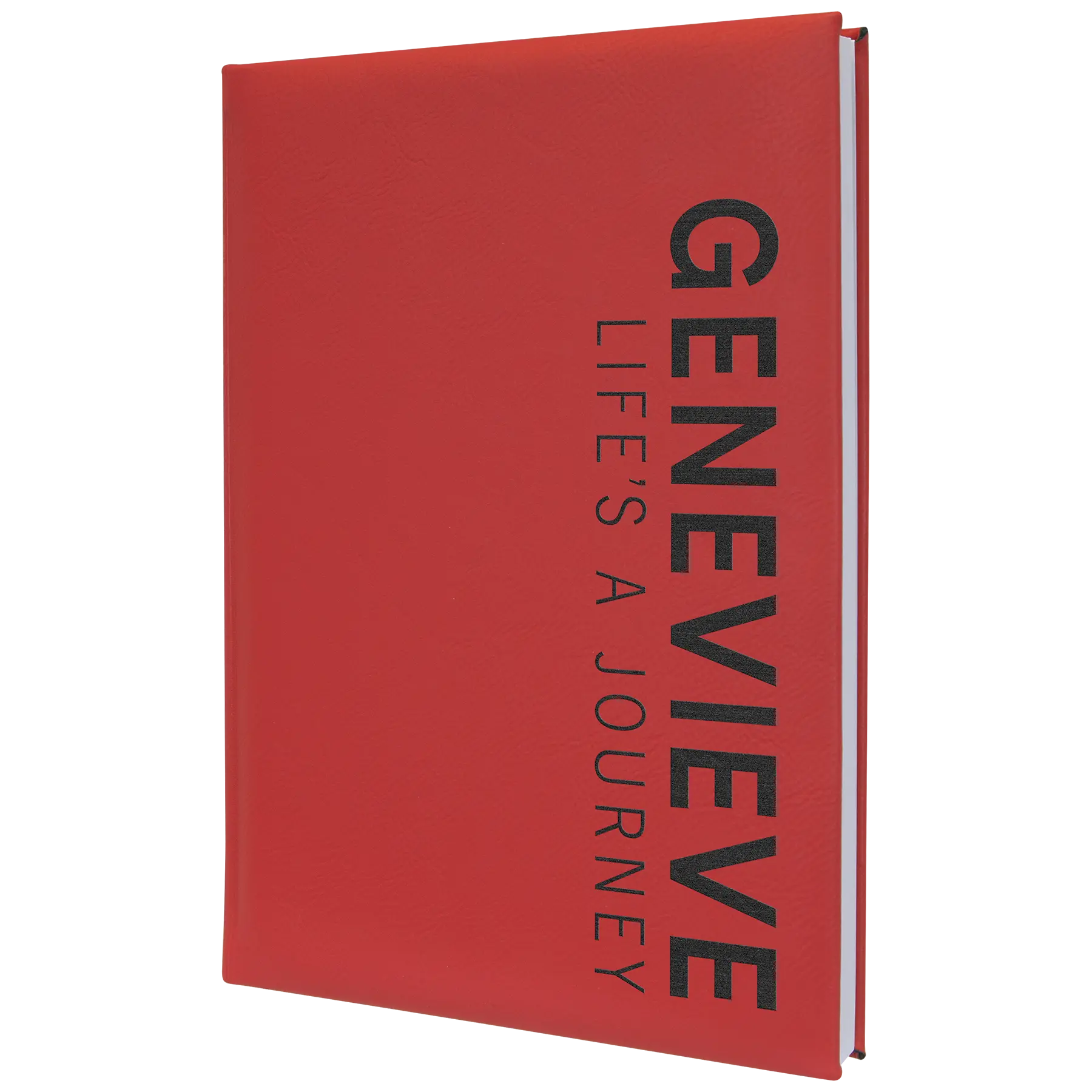 Personalized Journal Notebook with Ribbon, 112 Lined Pages, Leatherette, 7" x  9.75″, 14 Colors JDS
