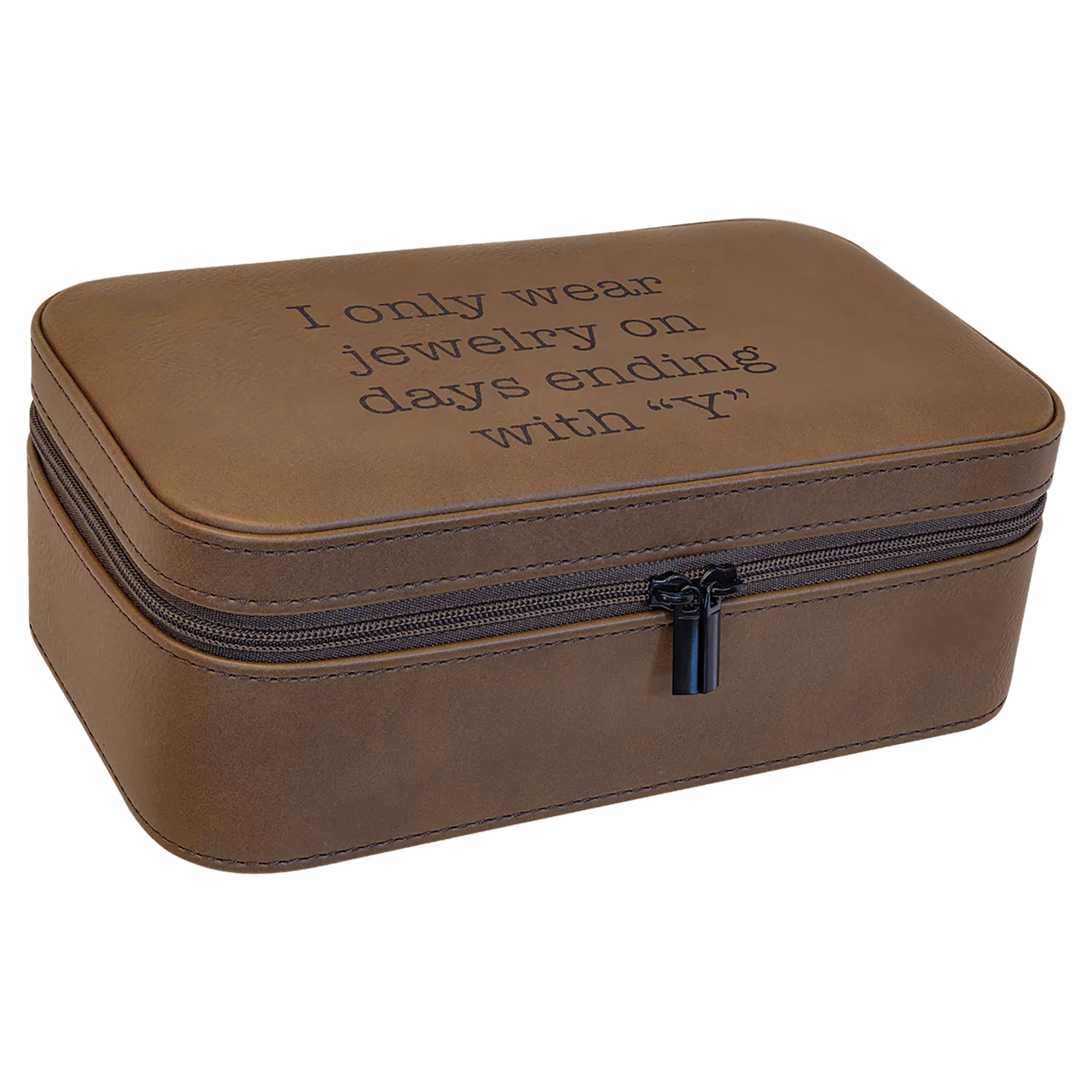 Personalized Jewelry Box with Mirror and Multiple Compartments, Leatherette, 7.5" x 4.5″, 11 Colors JDS