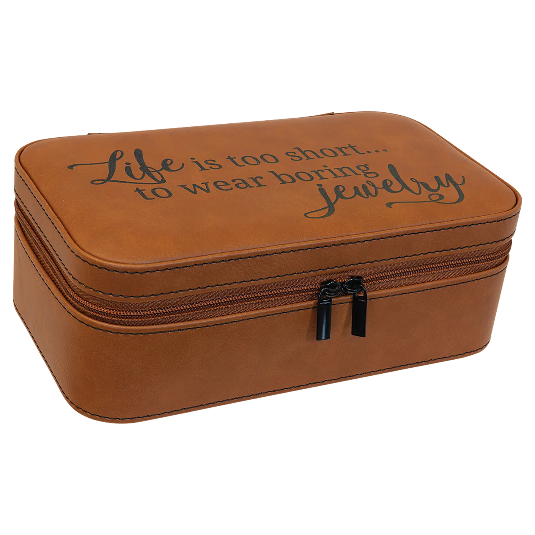 Personalized Jewelry Box with Mirror and Multiple Compartments, Leatherette, 7.5" x 4.5″, 11 Colors JDS