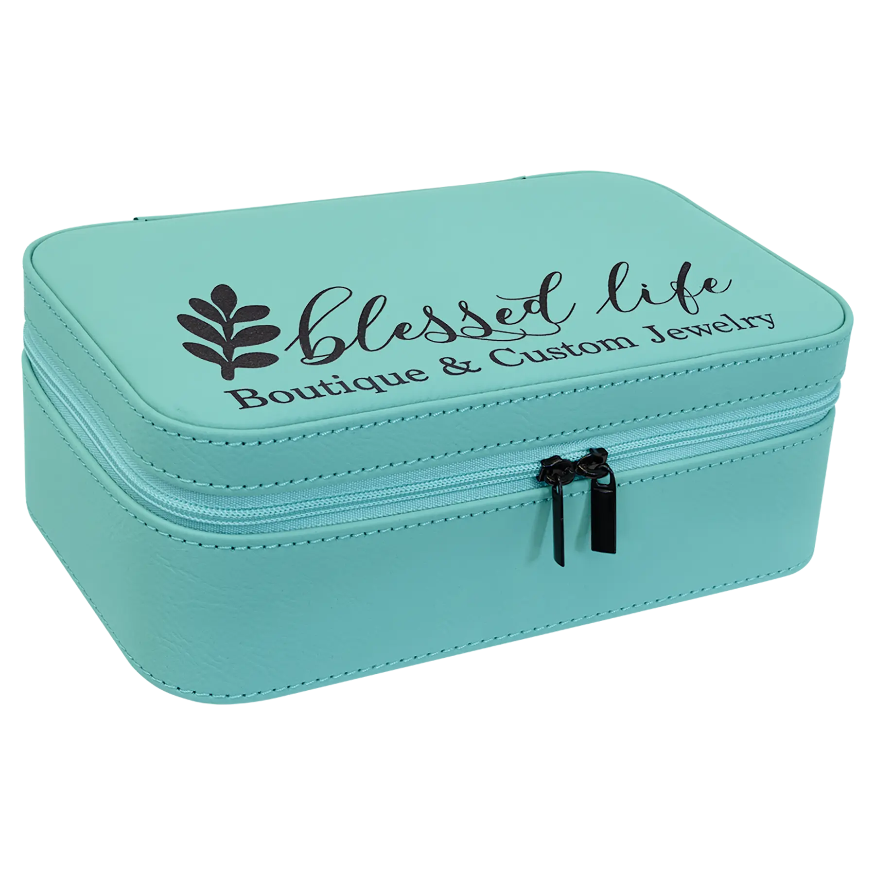 Personalized Jewelry Box with Mirror and Multiple Compartments, Leatherette, 7.5" x 4.5″, 11 Colors JDS