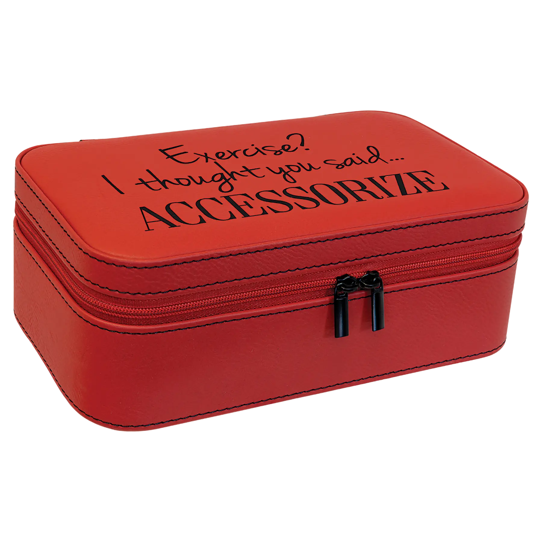 Personalized Jewelry Box with Mirror and Multiple Compartments, Leatherette, 7.5" x 4.5″, 11 Colors JDS