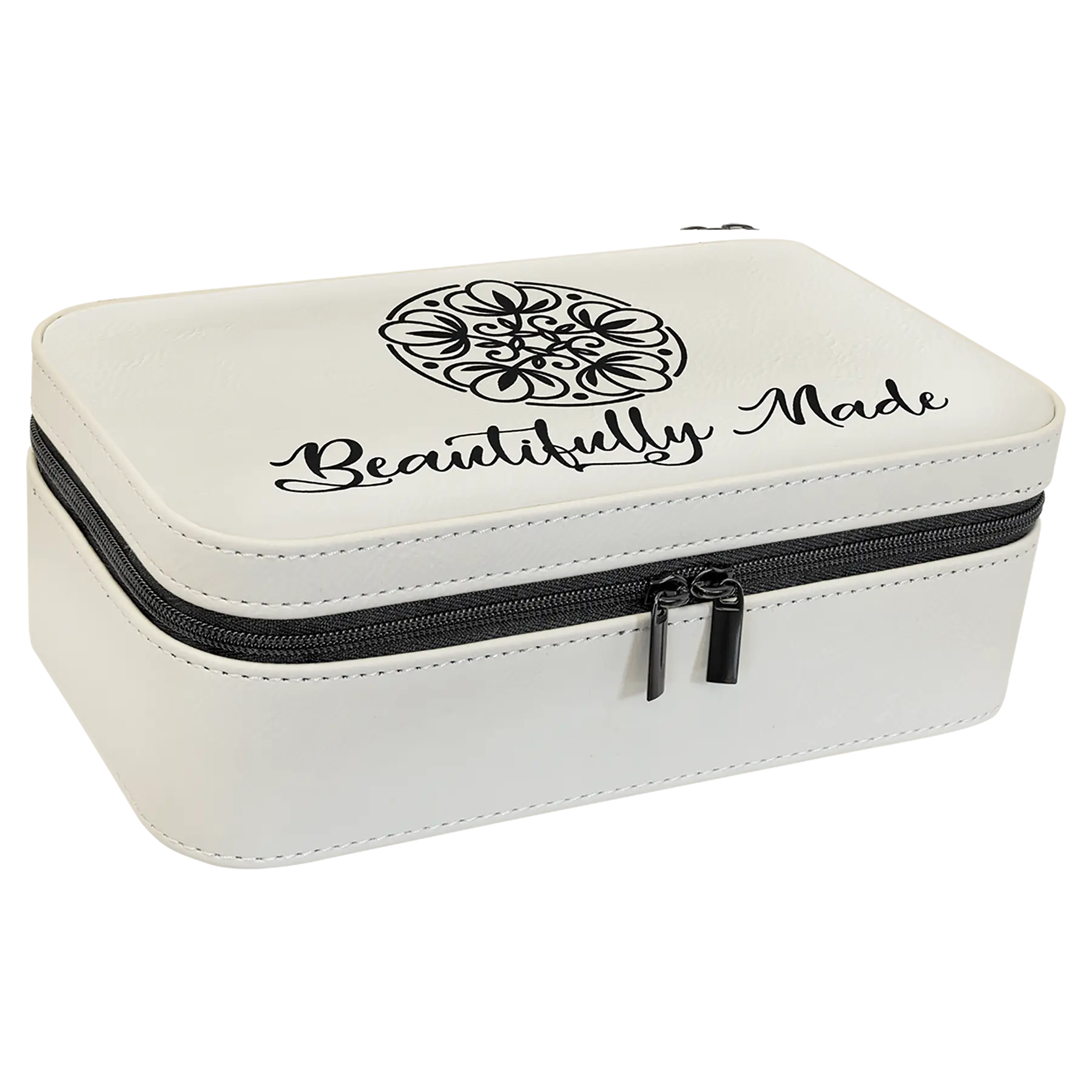 Personalized Jewelry Box with Mirror and Multiple Compartments, Leatherette, 7.5" x 4.5″, 11 Colors JDS