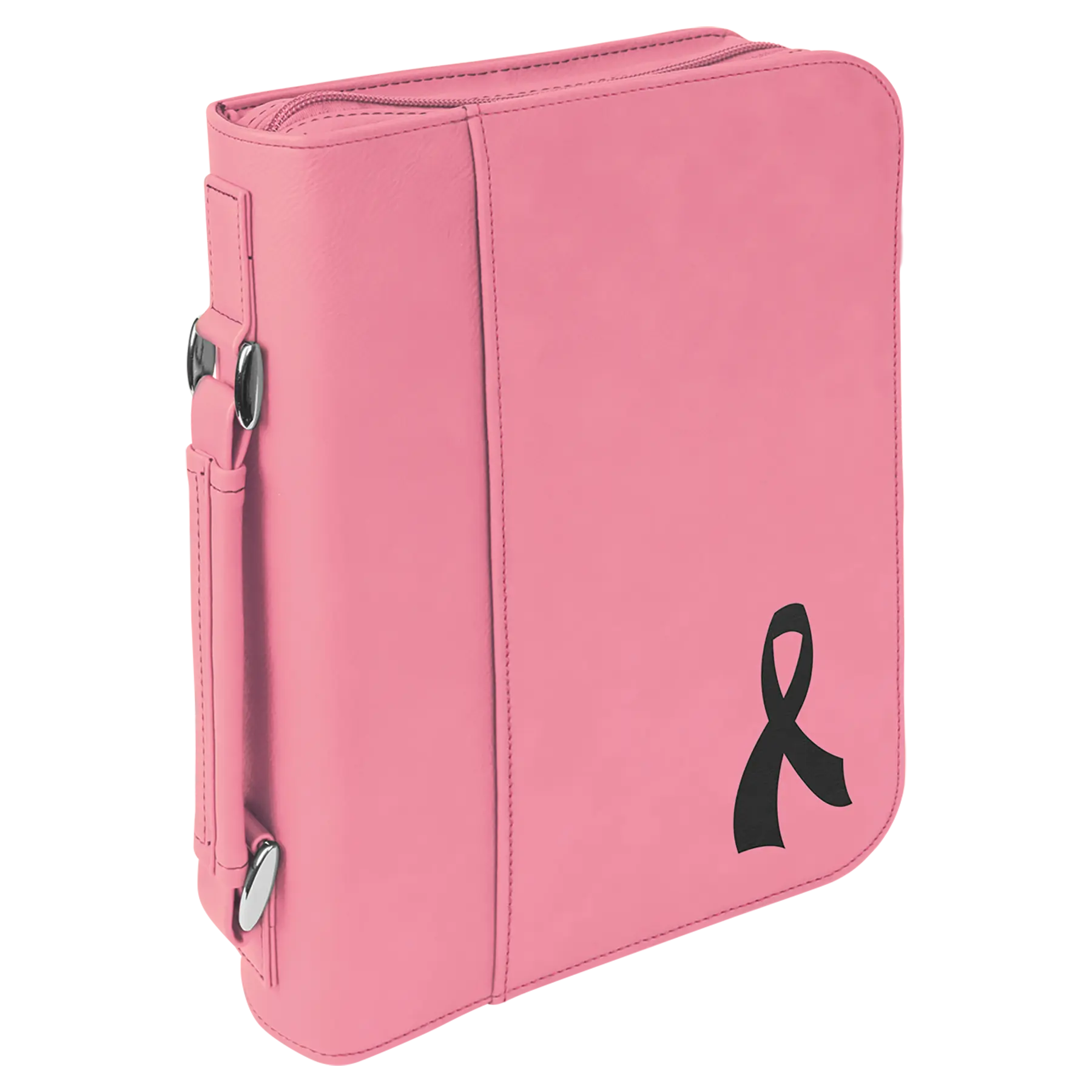 Personalized Bible/Book Cover with Pocket, Handle and Zipper, Leatherette, 7.5” x 10.75”, 11 Colors JDS