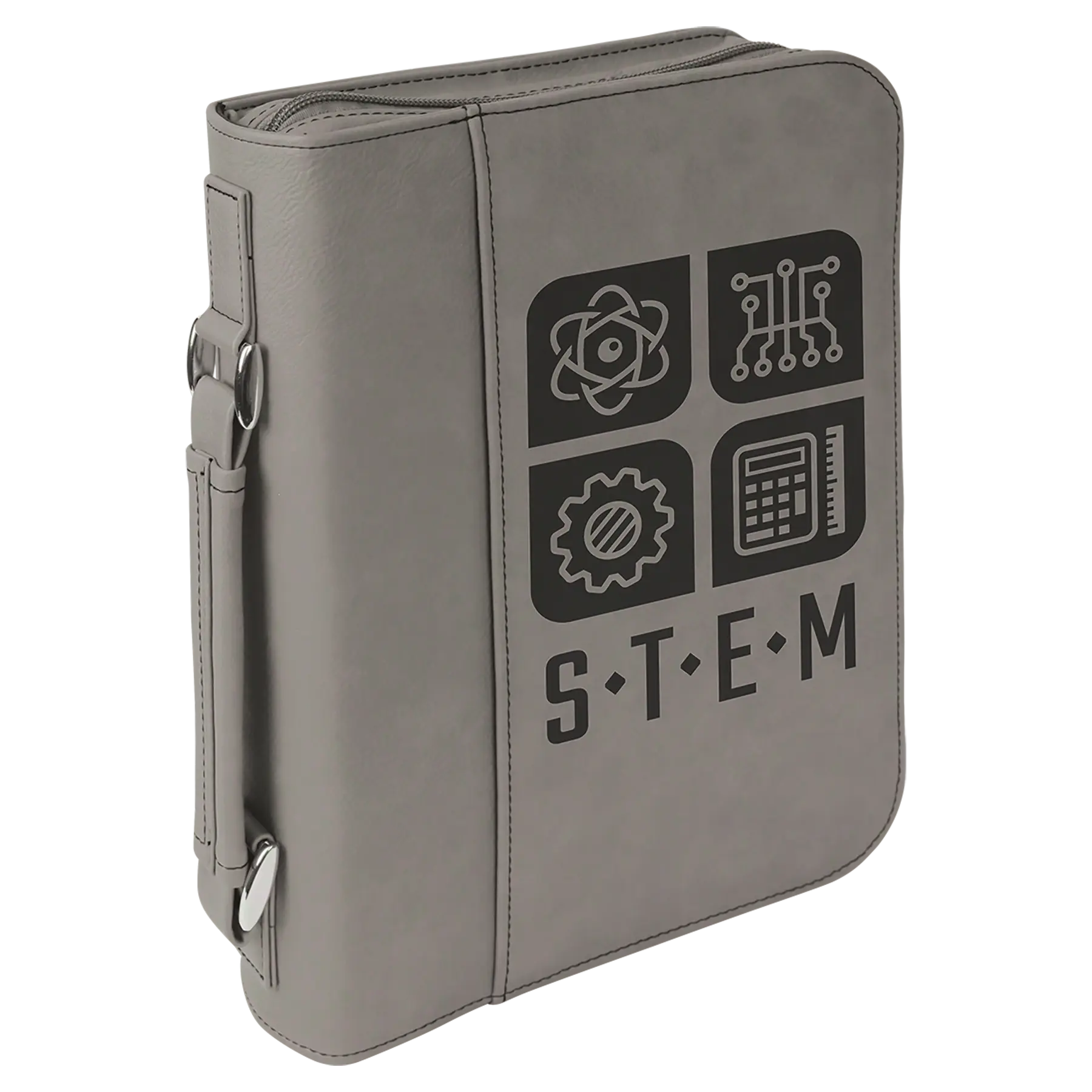 Personalized Bible/Book Cover with Pocket, Handle and Zipper, Leatherette, 7.5” x 10.75”, 11 Colors JDS