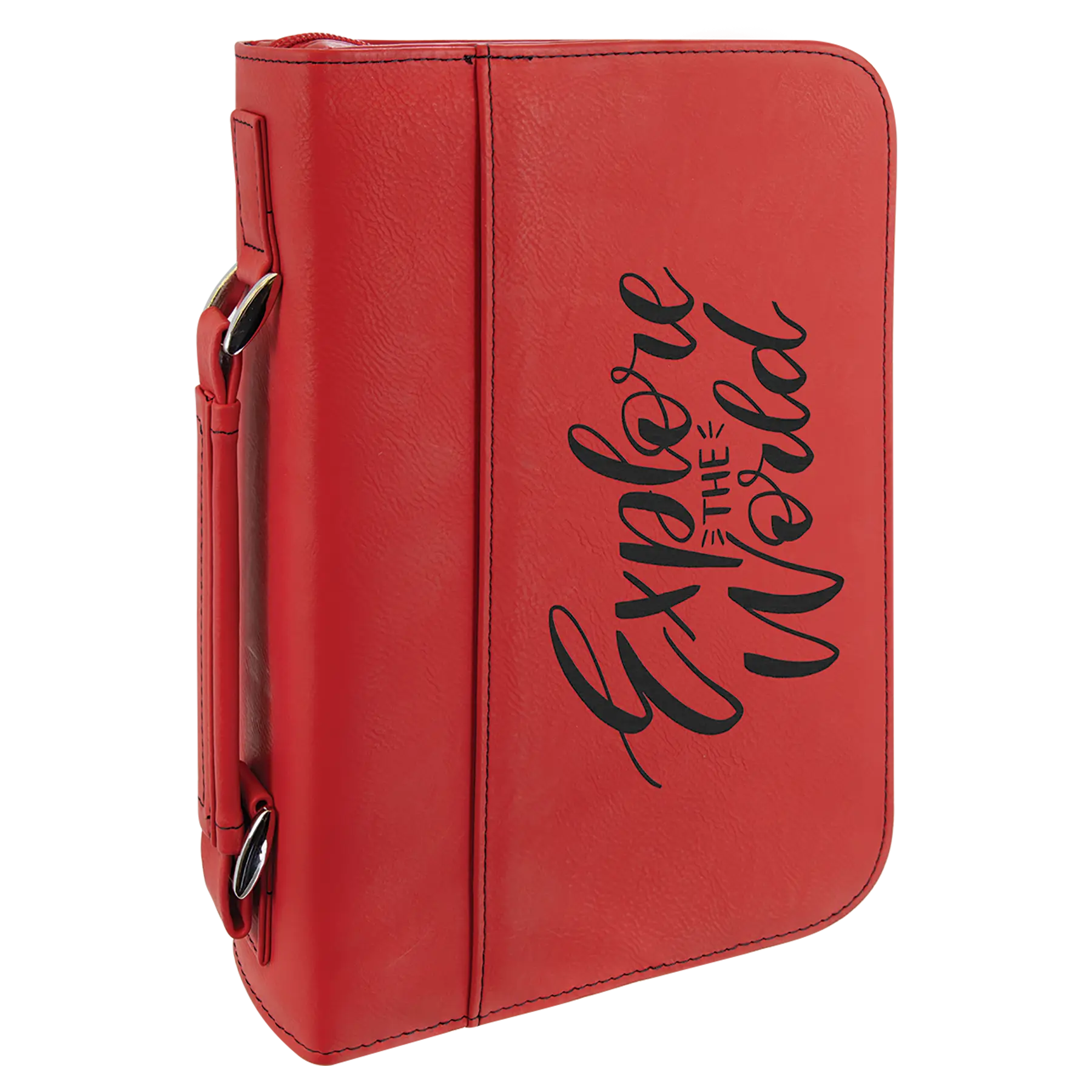 Personalized Bible/Book Cover with Pocket, Handle and Zipper, Leatherette, 7.5” x 10.75”, 11 Colors JDS