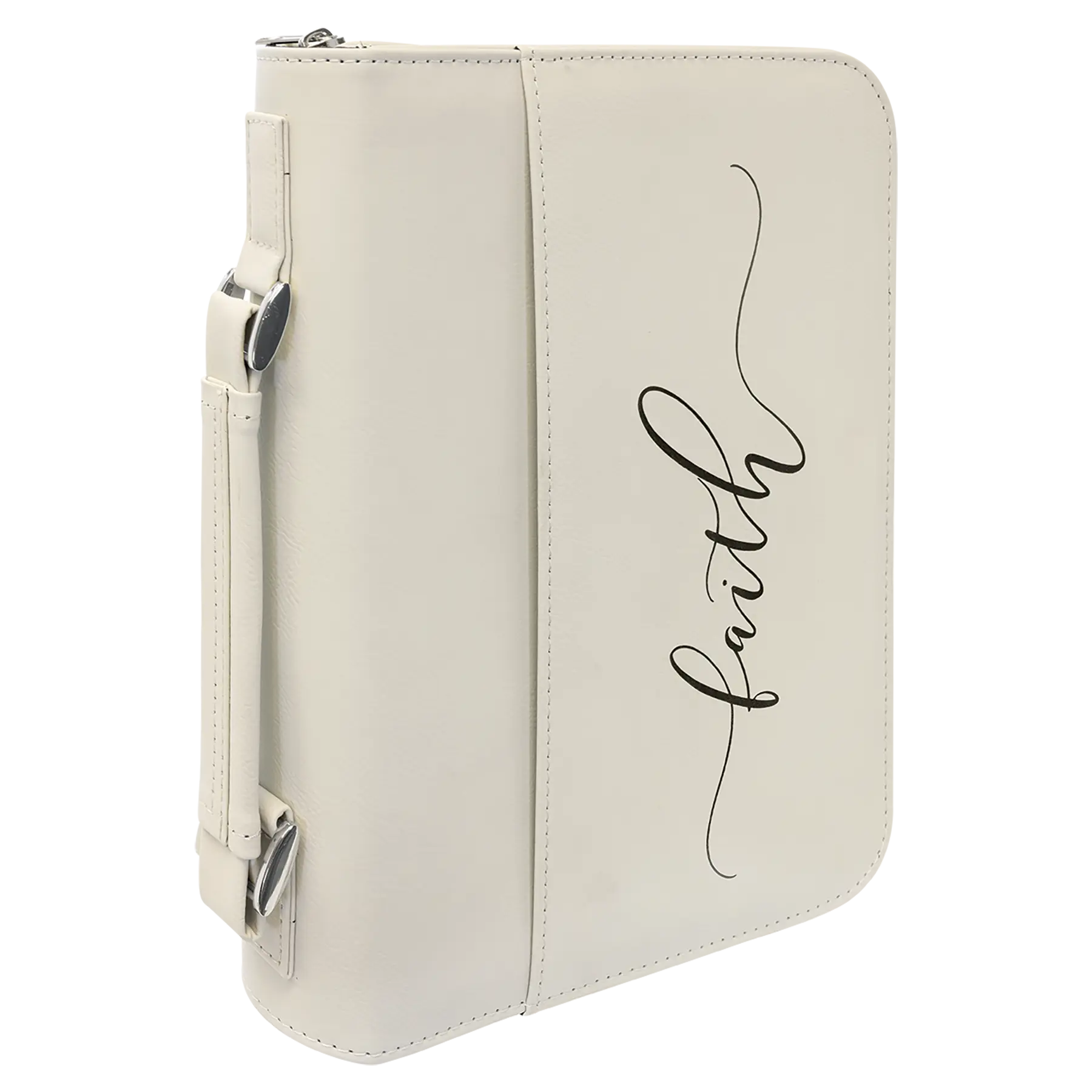 Personalized Bible/Book Cover with Pocket, Handle and Zipper, Leatherette, 7.5” x 10.75”, 11 Colors JDS
