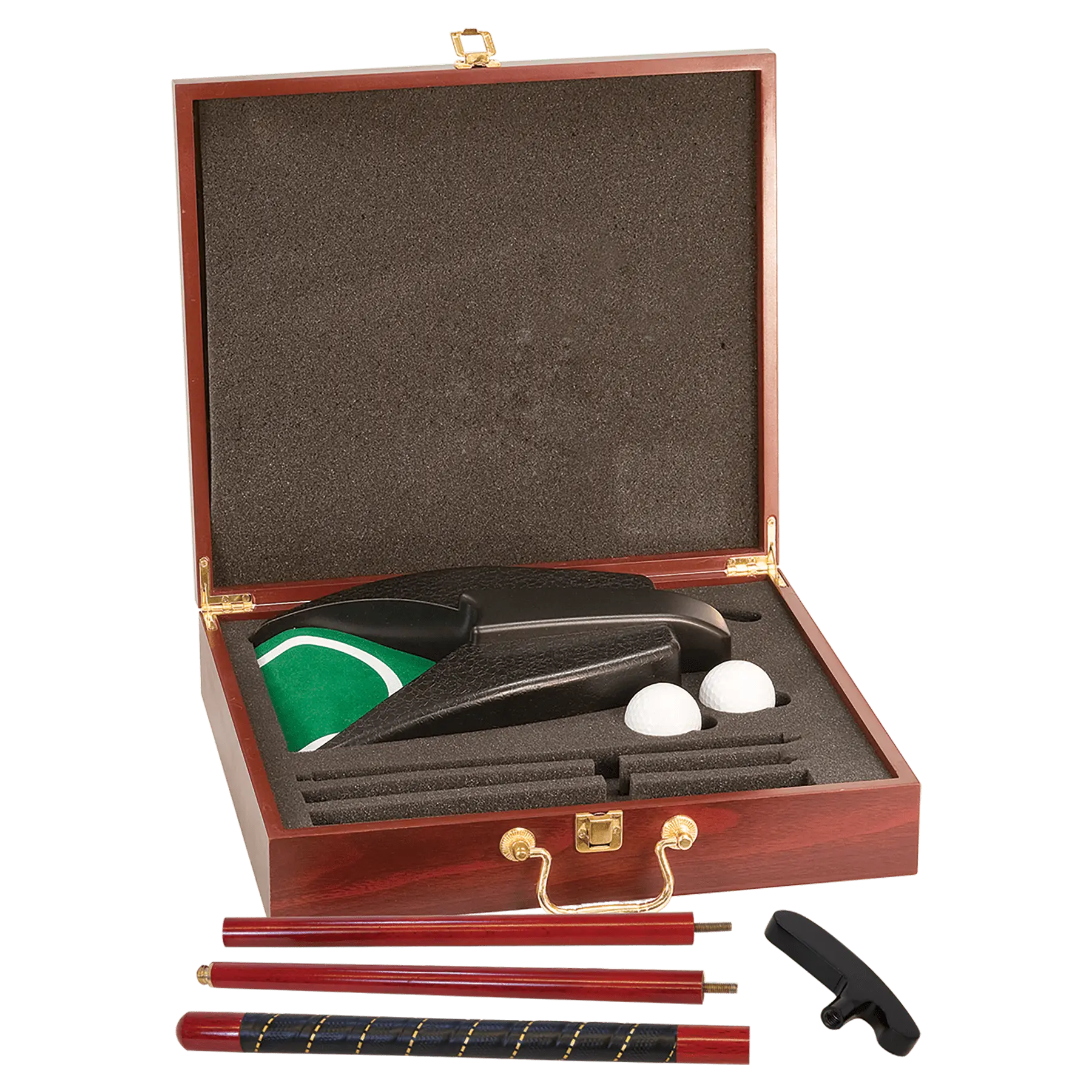 Personalized Rosewood Finish Executive Compact Golf Gift Set with Gold Color Filled Engraving JDS