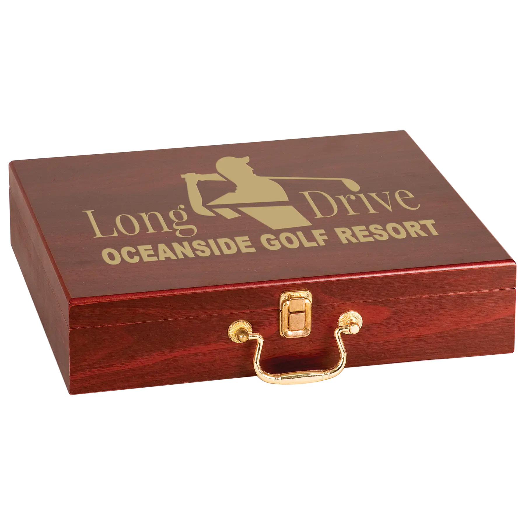 Personalized Rosewood Finish Executive Compact Golf Gift Set with Gold Color Filled Engraving JDS