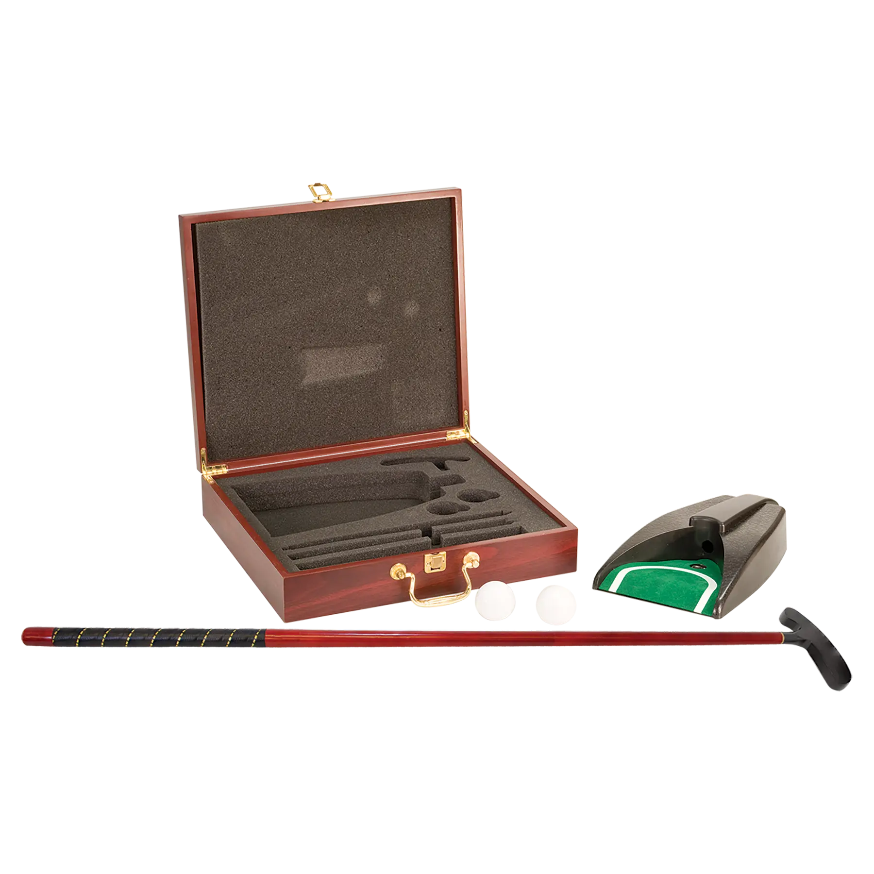 Personalized Rosewood Finish Executive Compact Golf Gift Set with Gold Color Filled Engraving JDS